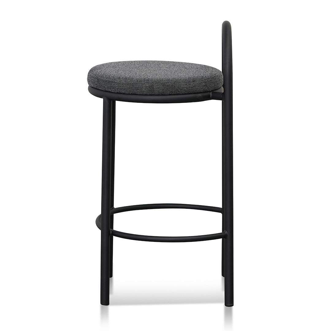 Set of 2 - Mclean 63cm Black Frame Bar Stool - Charcoal Grey