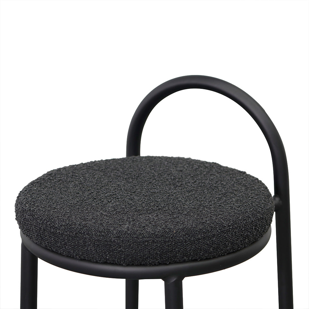 CBS8458-FH 65cm Bar Stool - Black Boucle (Set of 2)