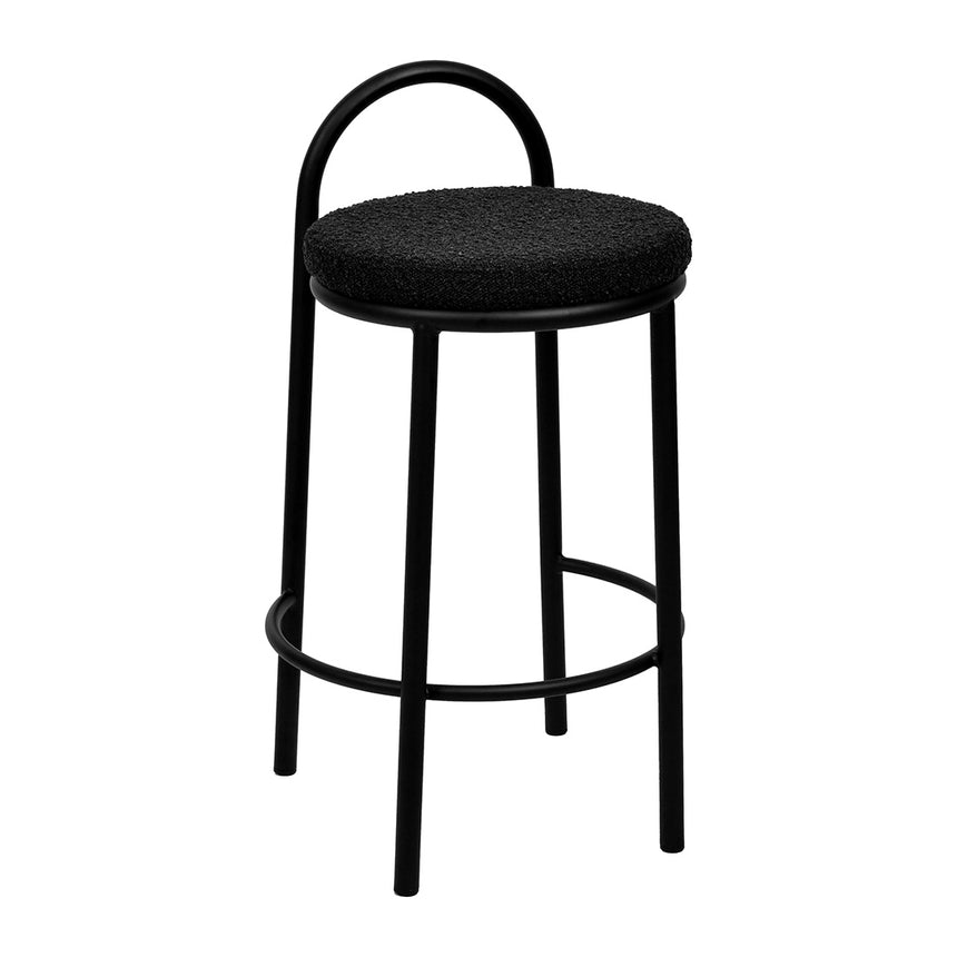 63cm Bar Stool - Black Boucle (Set of 2)