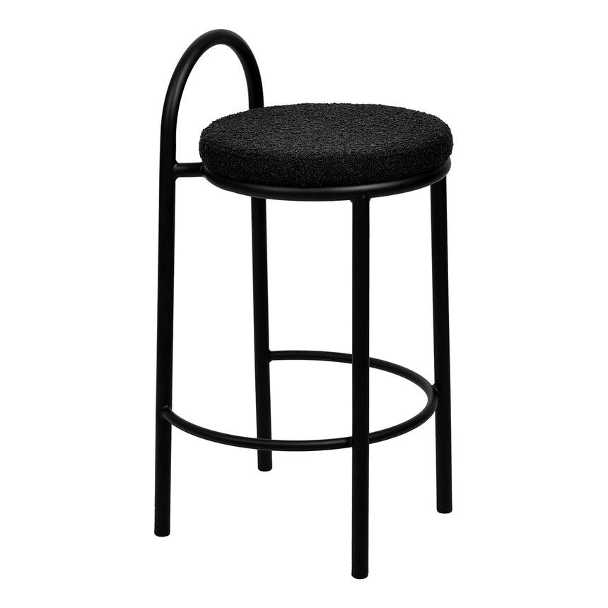 63cm Bar Stool - Black Boucle (Set of 2)
