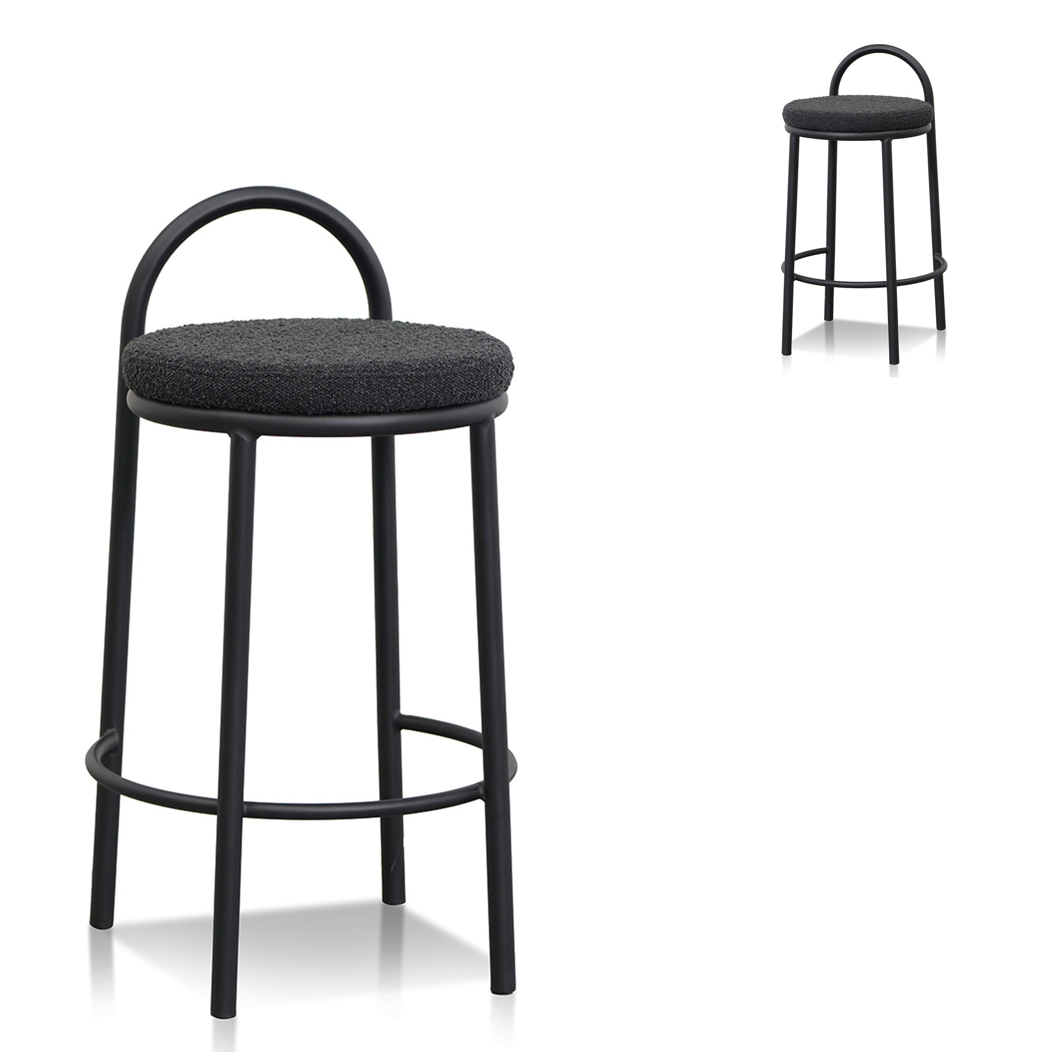 CBS8458-FH 65cm Bar Stool - Black Boucle (Set of 2)