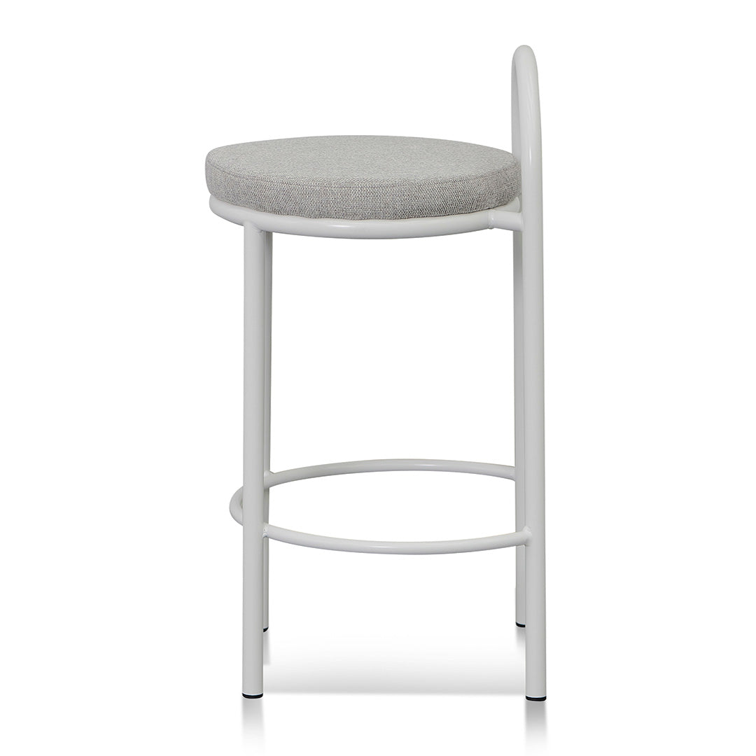 Set of 2 - Mclean 63cm White Frame Bar Stool - Coastal Light Grey