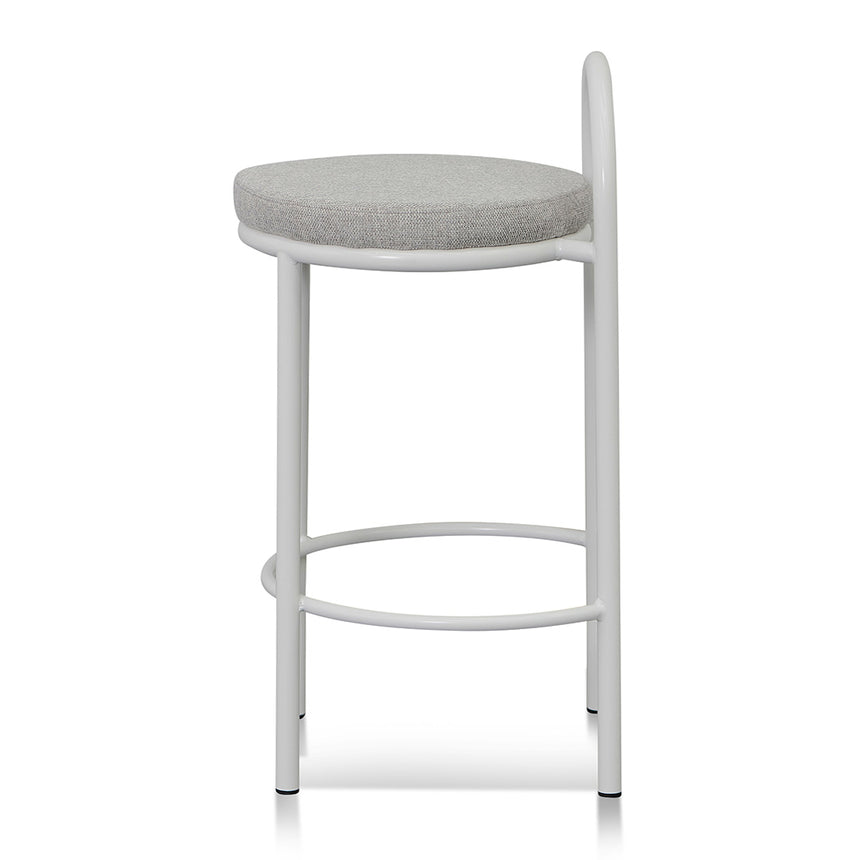 63cm White Frame Bar Stool - Coastal Light Grey (Set of 2)