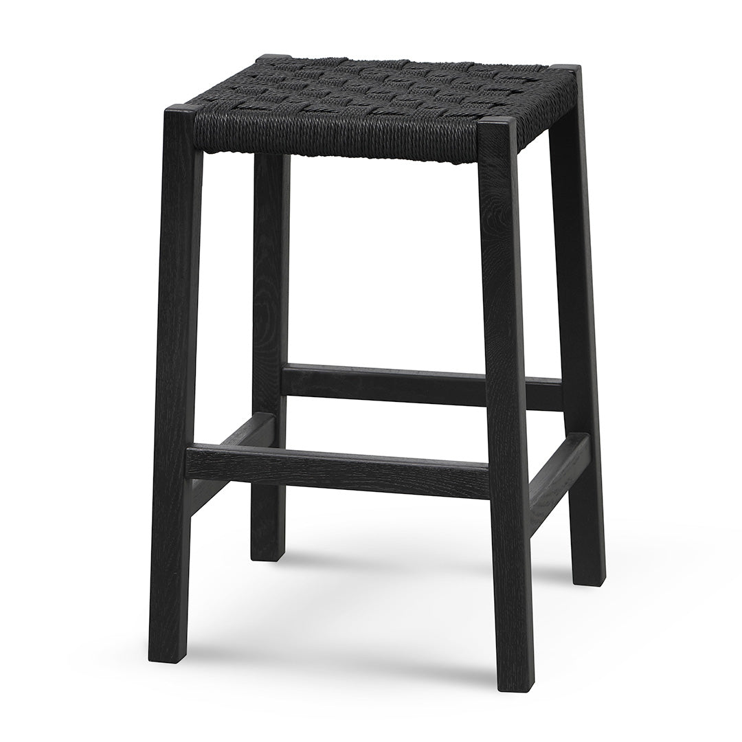 65cm Rattan Bar Stool - Full Black