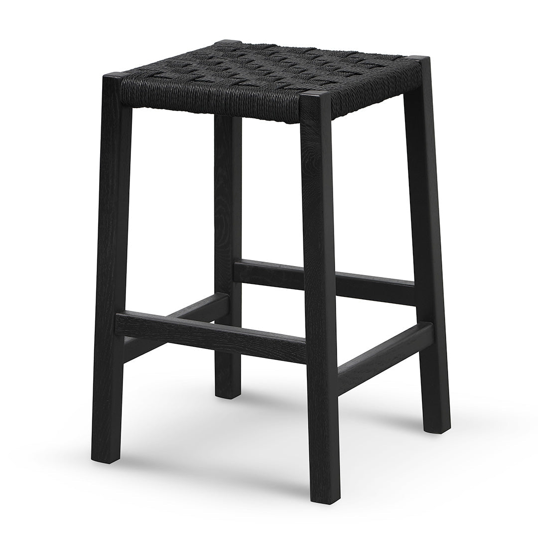 65cm Rattan Bar Stool - Full Black