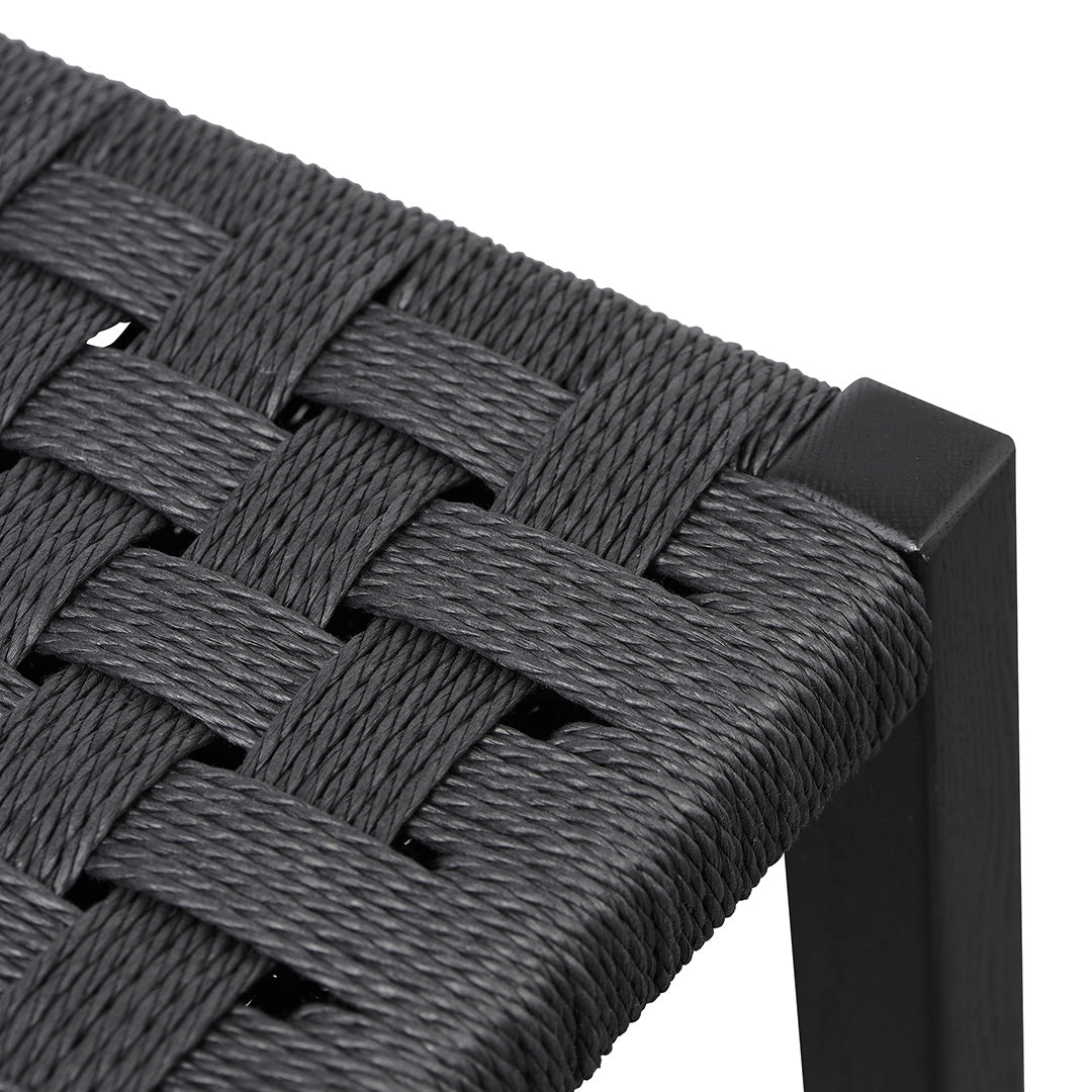 65cm Rattan Bar Stool - Full Black