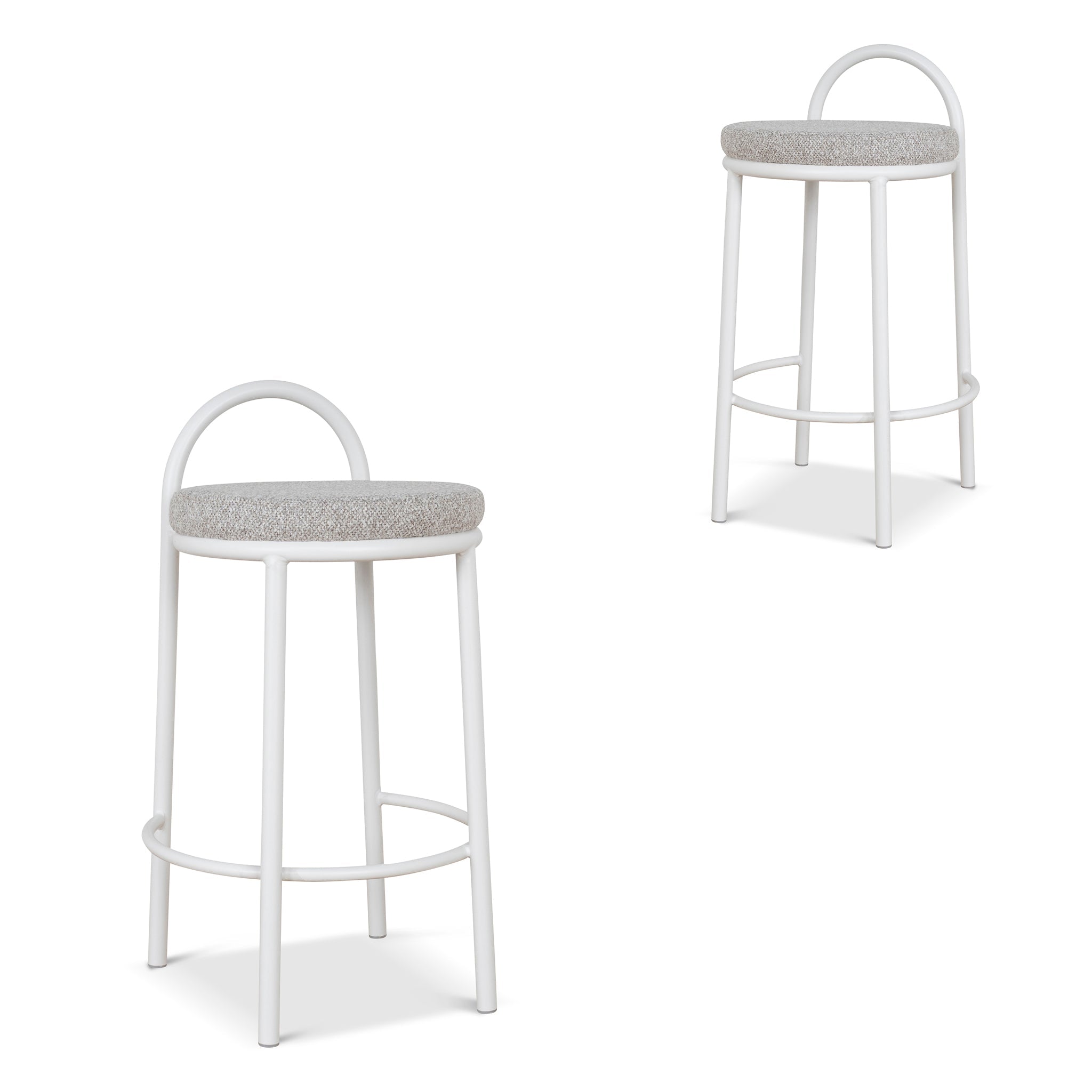 CBS8599-FH 65cm White Frame Bar Stool - Clay Grey (Set of 2)