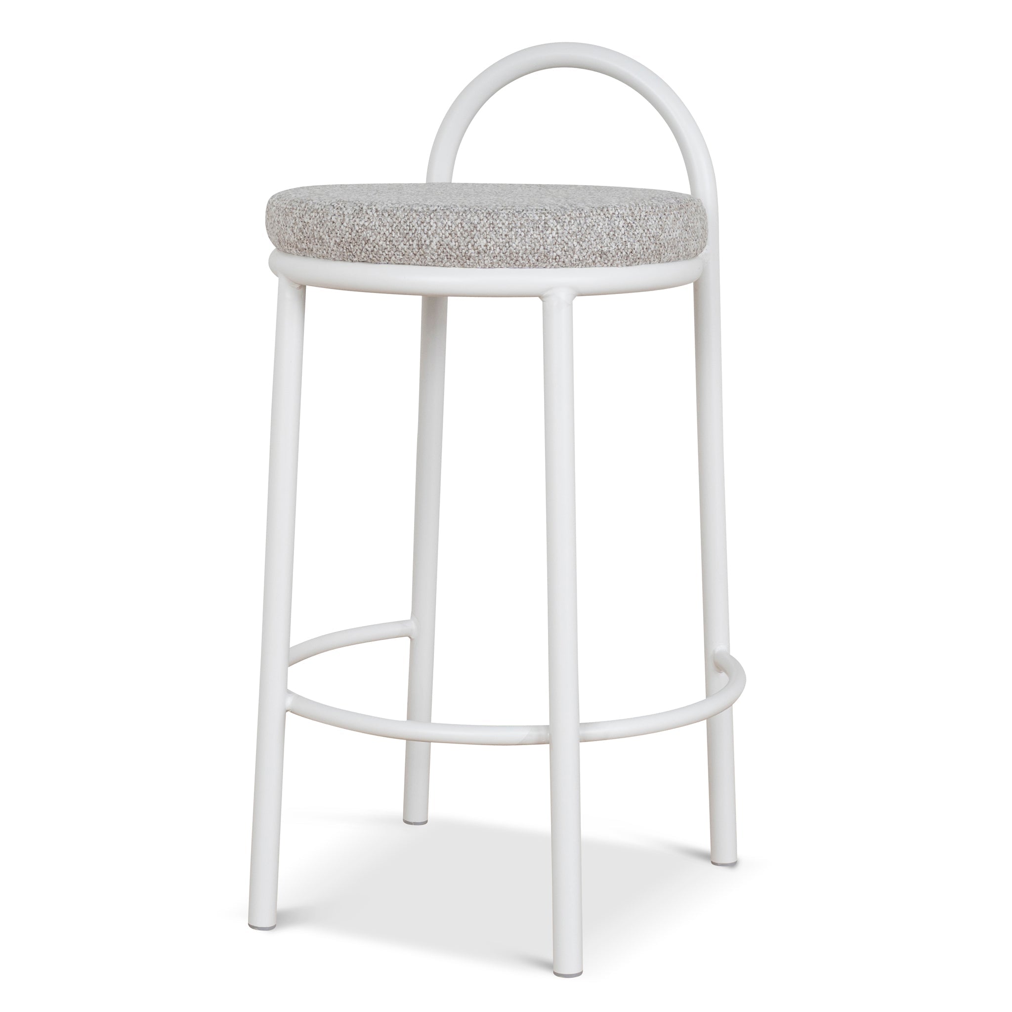 CBS8599-FH 65cm White Frame Bar Stool - Clay Grey (Set of 2)