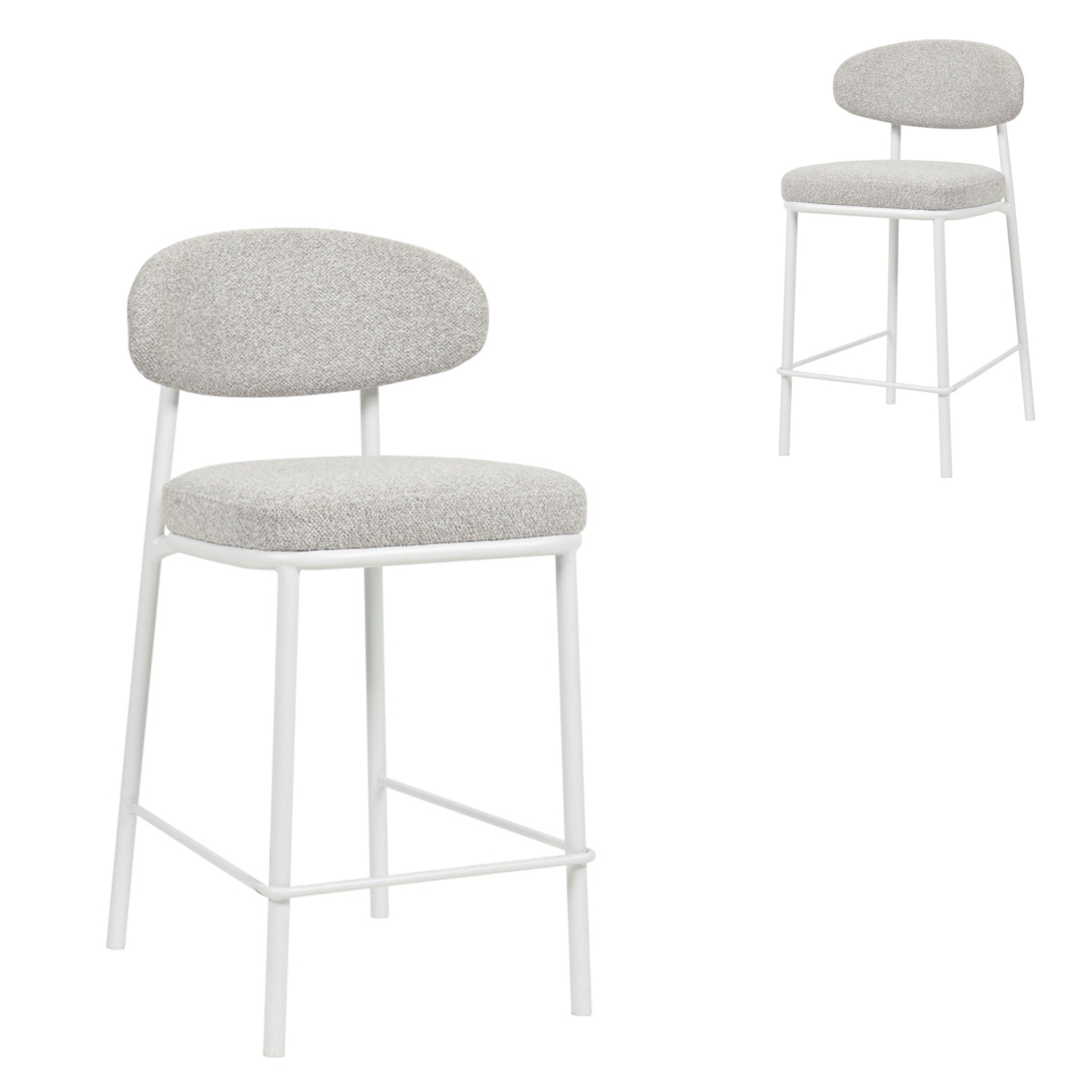 FHx2 65cm White Bar Stool - Clay Grey (Set of 2)