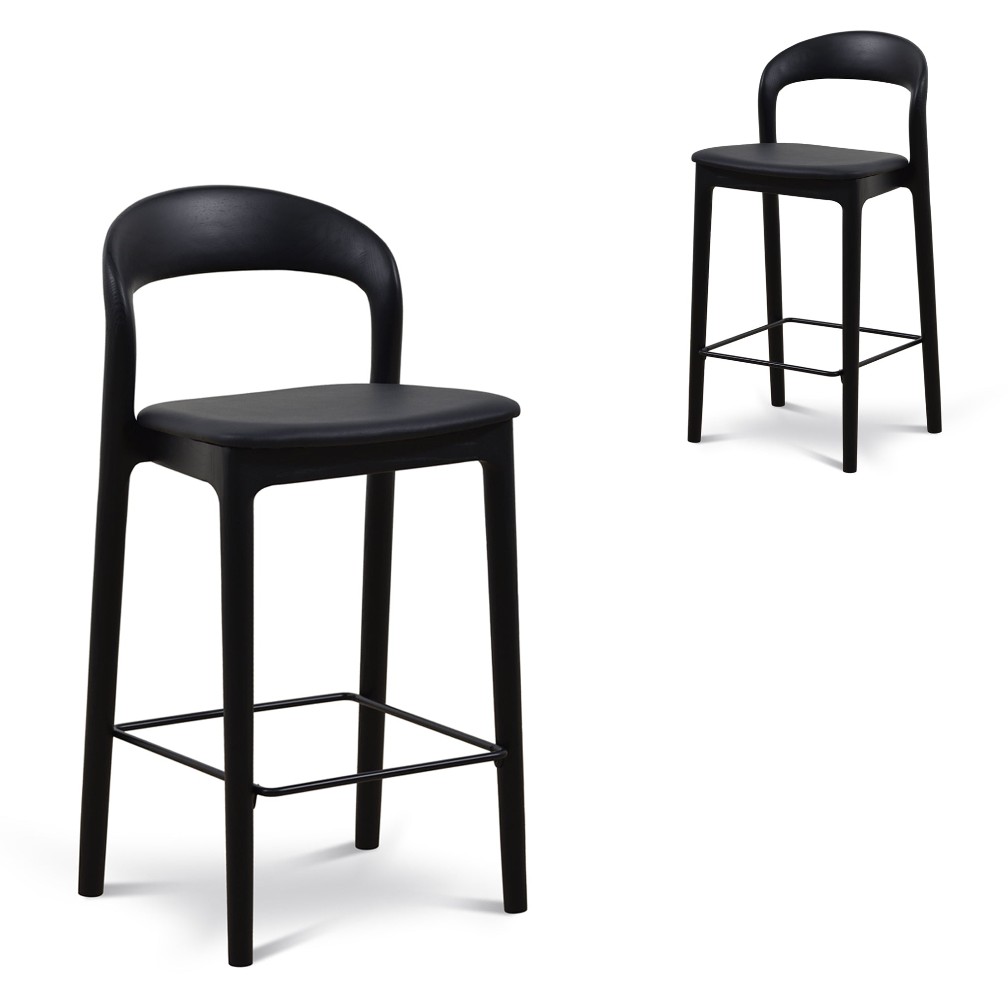 Set of 2 - Caspar 65cm Bar Stool - Full Black