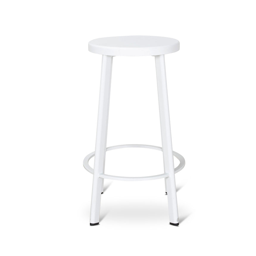 65cm Timber Seat Bar Stool - White (Set of 2)