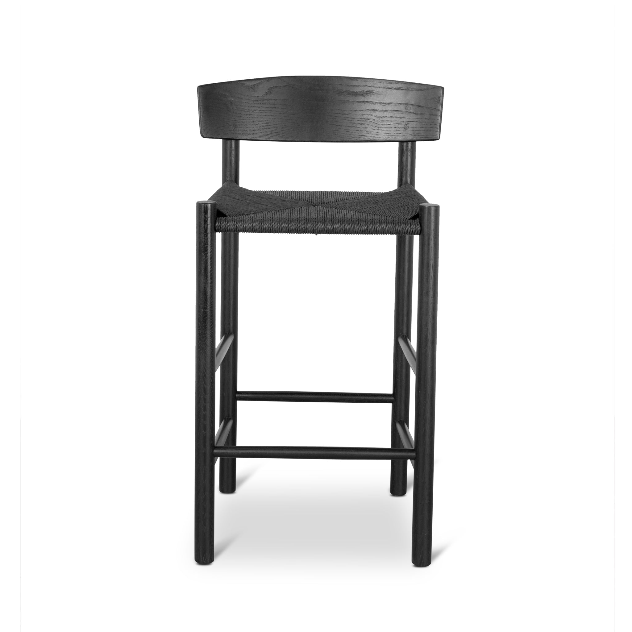 65cm Bar Stool - Full Black with Back Rest - image 2