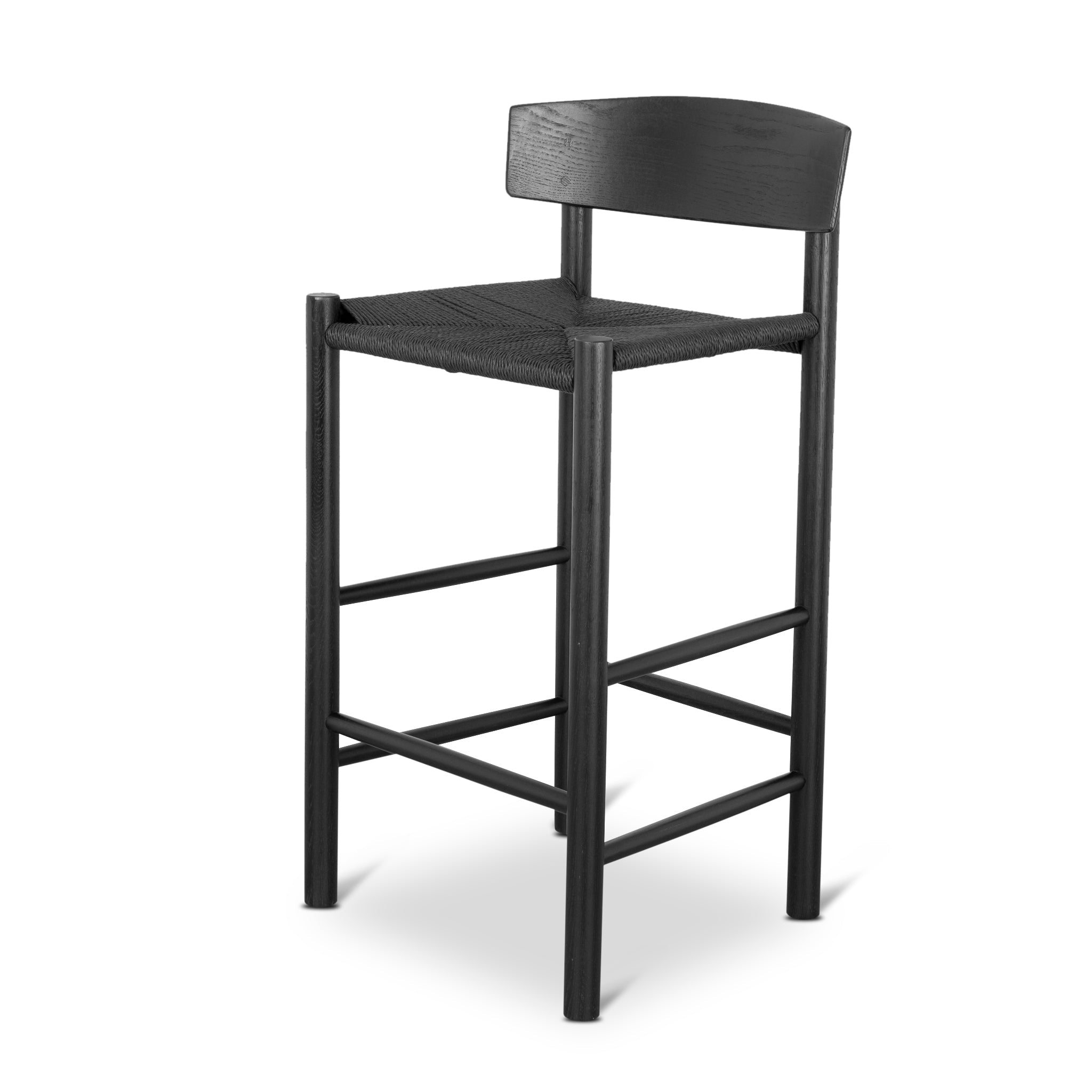 65cm Bar Stool - Full Black with Back Rest