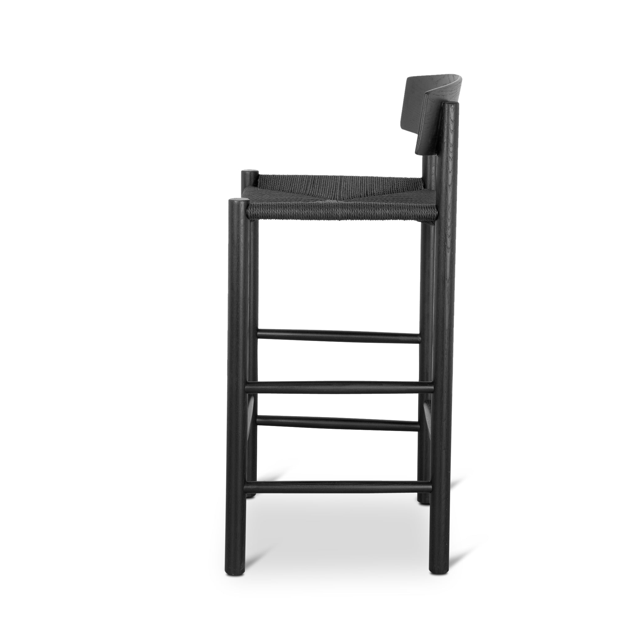 65cm Bar Stool - Full Black with Back Rest