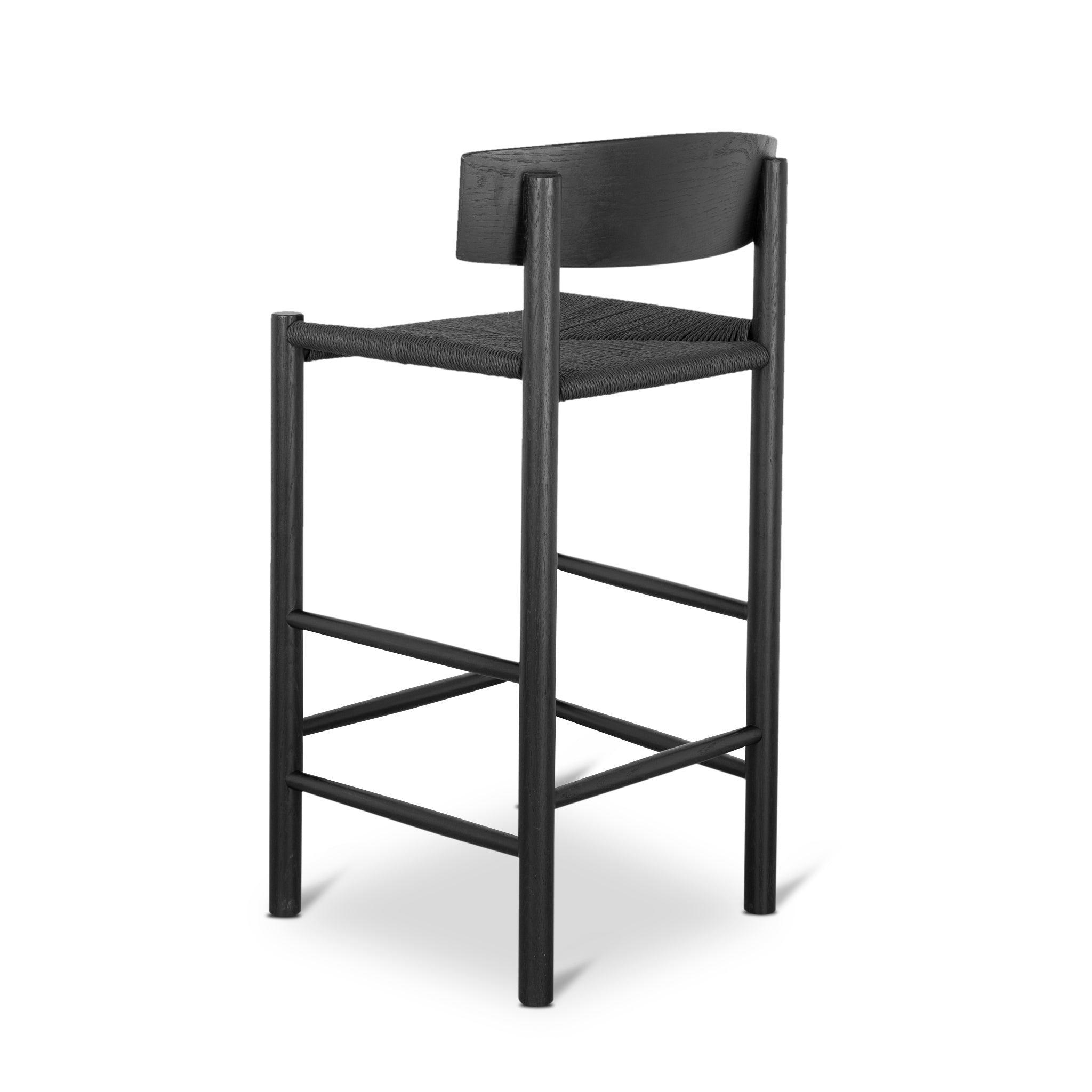 65cm Bar Stool - Full Black with Back Rest