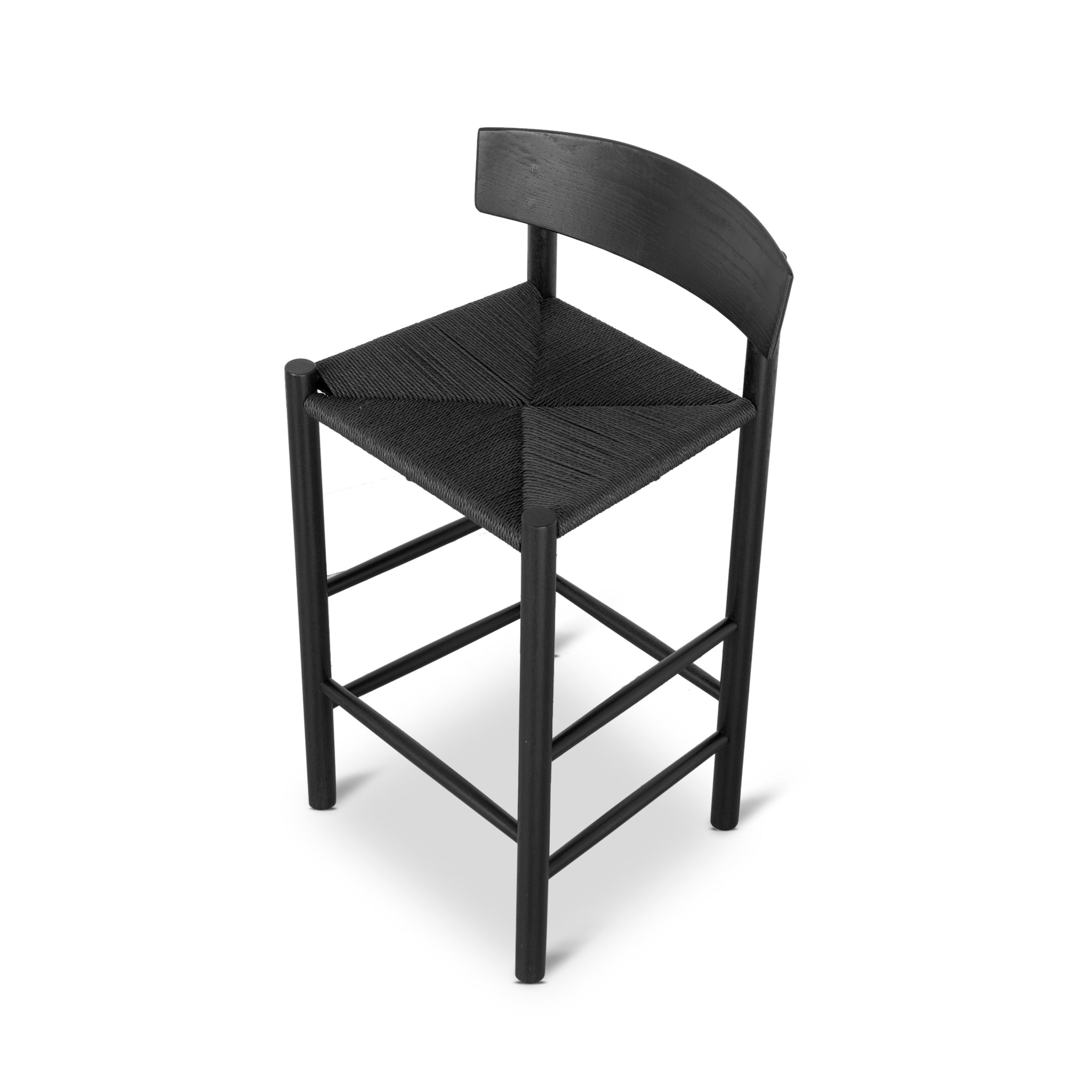 65cm Bar Stool - Full Black with Back Rest