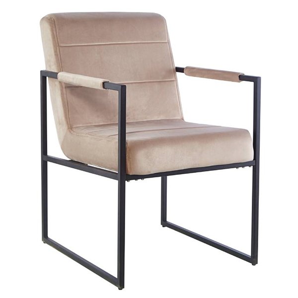 Spix Velvet Fabric & Metal Dining Armchair - Beige