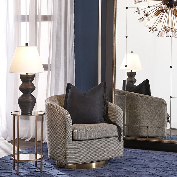 Belvedere Swivel Arm Chair - Black