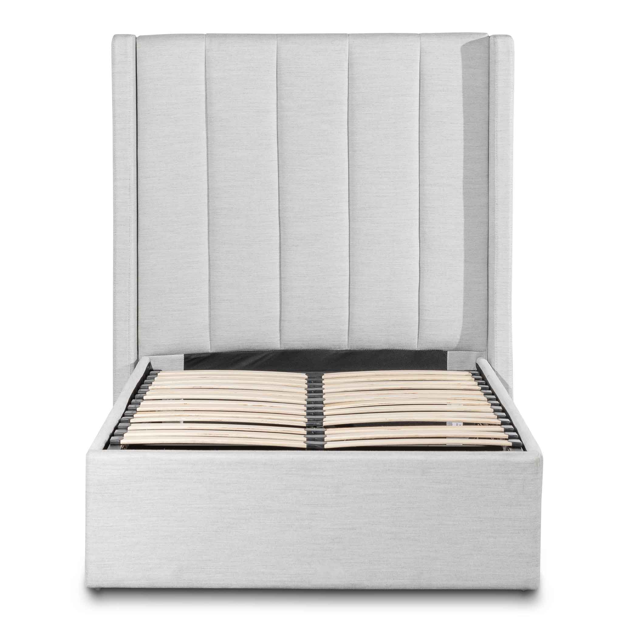 CBD6359-YO Fabric Single Bed Frame - Pearl Grey with Storage
