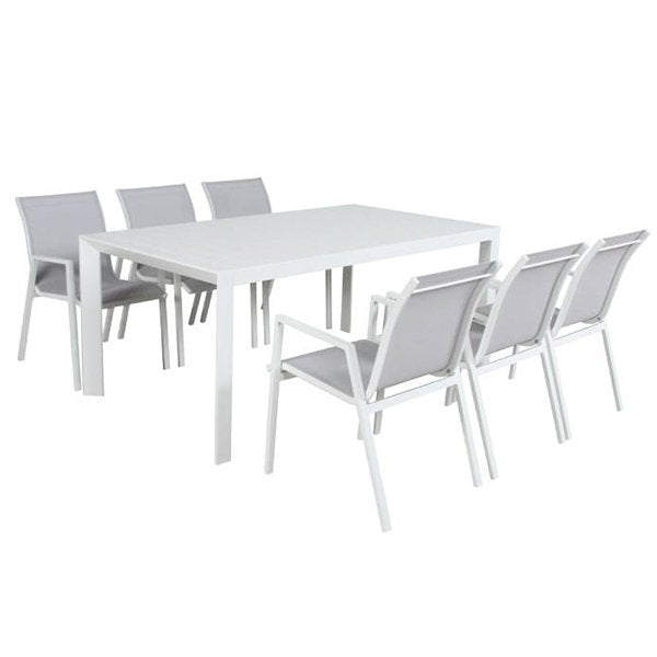 Paloma 6 Seater Outdoor Dining Table & Chair Set - White