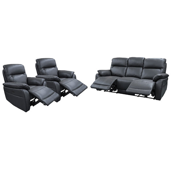 Aspect 3+1+1 Seater Leather Electric Recliner Sofa Set - Graphite