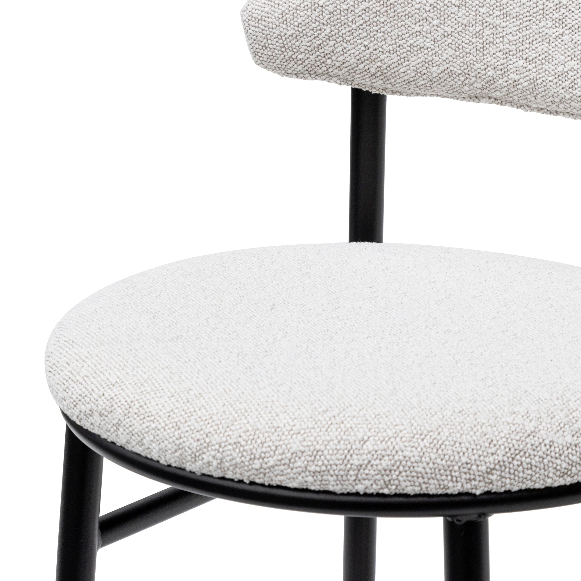 65cm Bar Stool - Moon White Boucle and Black Legs (Set of 2) - image 6