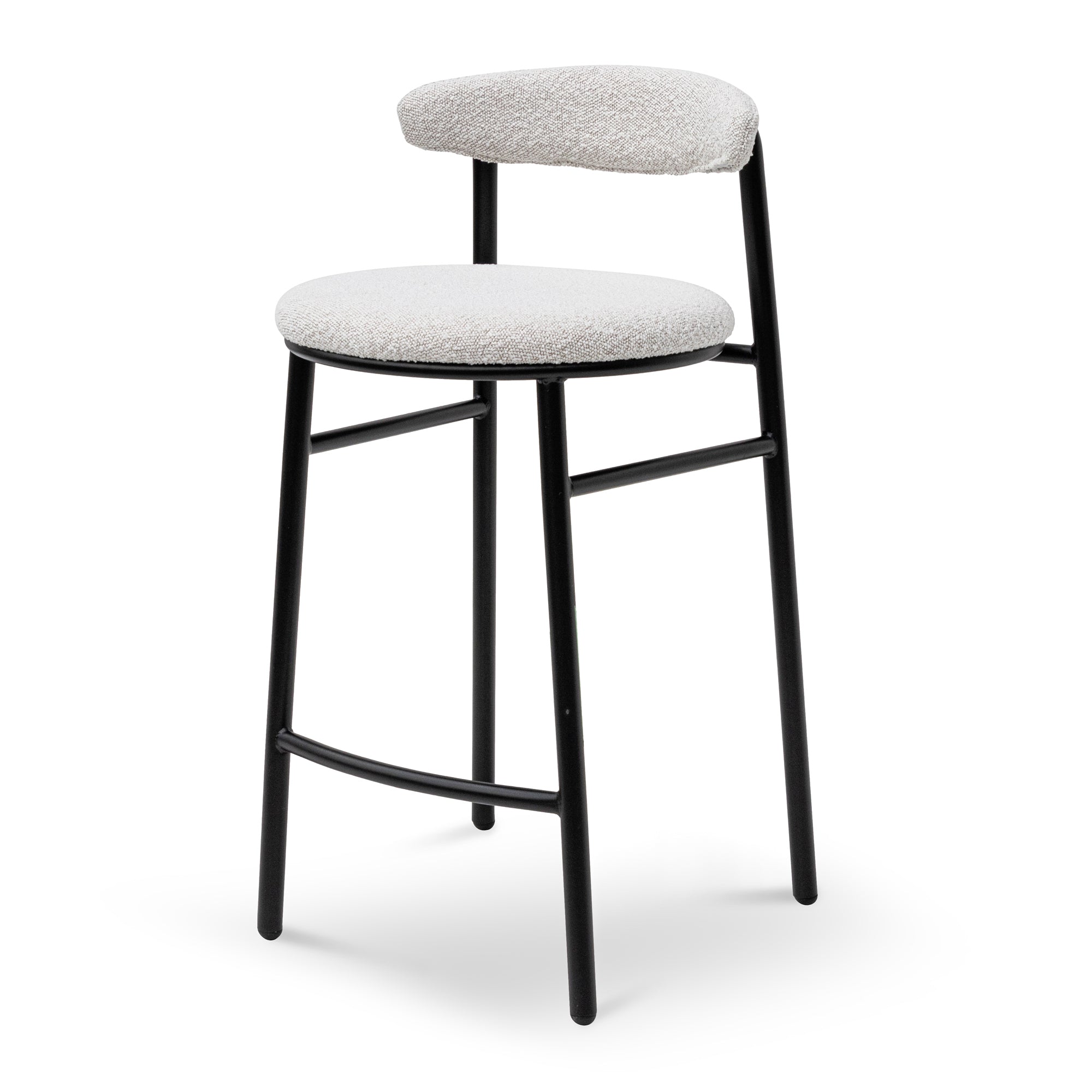 65cm Bar Stool - Moon White Boucle and Black Legs (Set of 2) - image 2