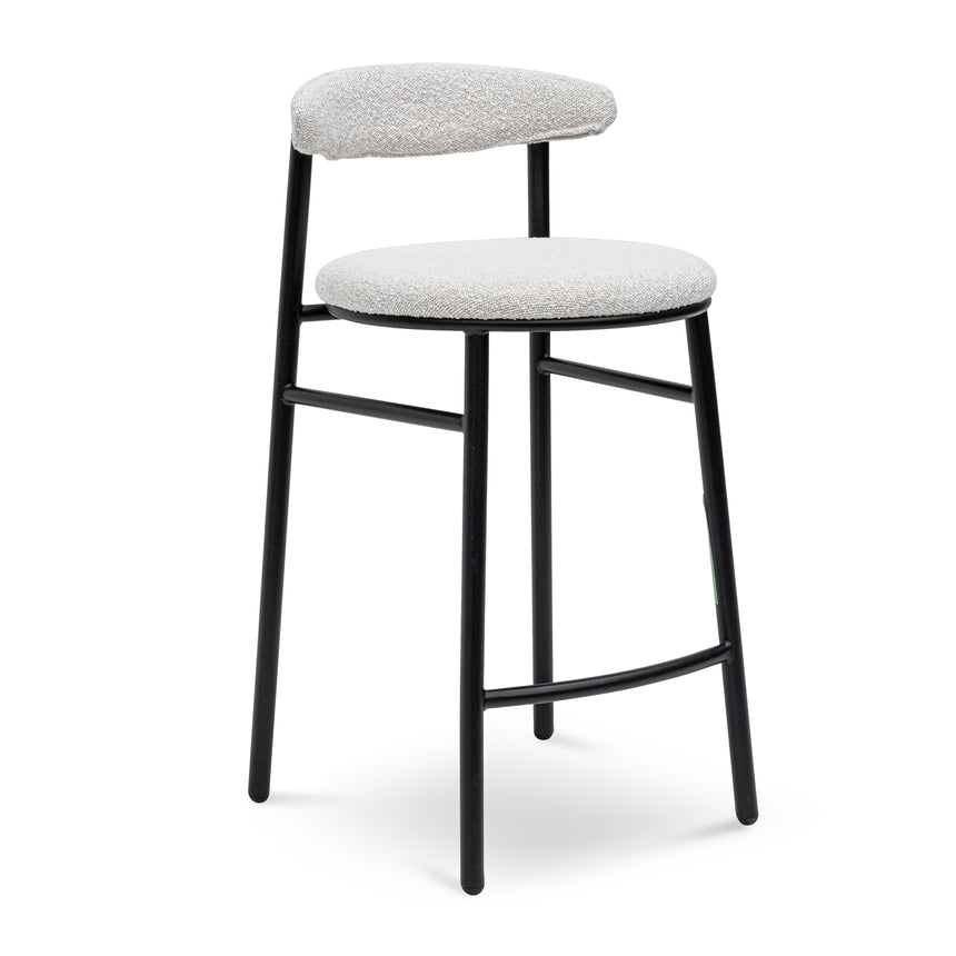 65cm Bar Stool - Moon White Boucle and Black Legs(Set of 2)