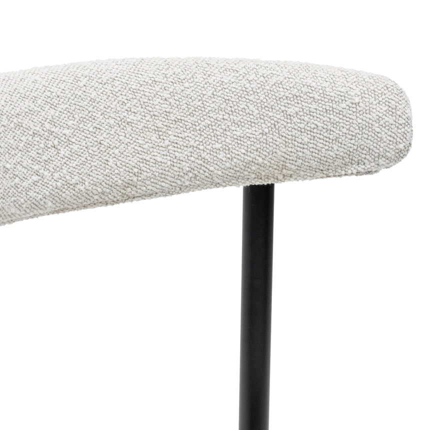 Fabric Dining Chair - Moon White Boucle and Black Legs(Set of 2)