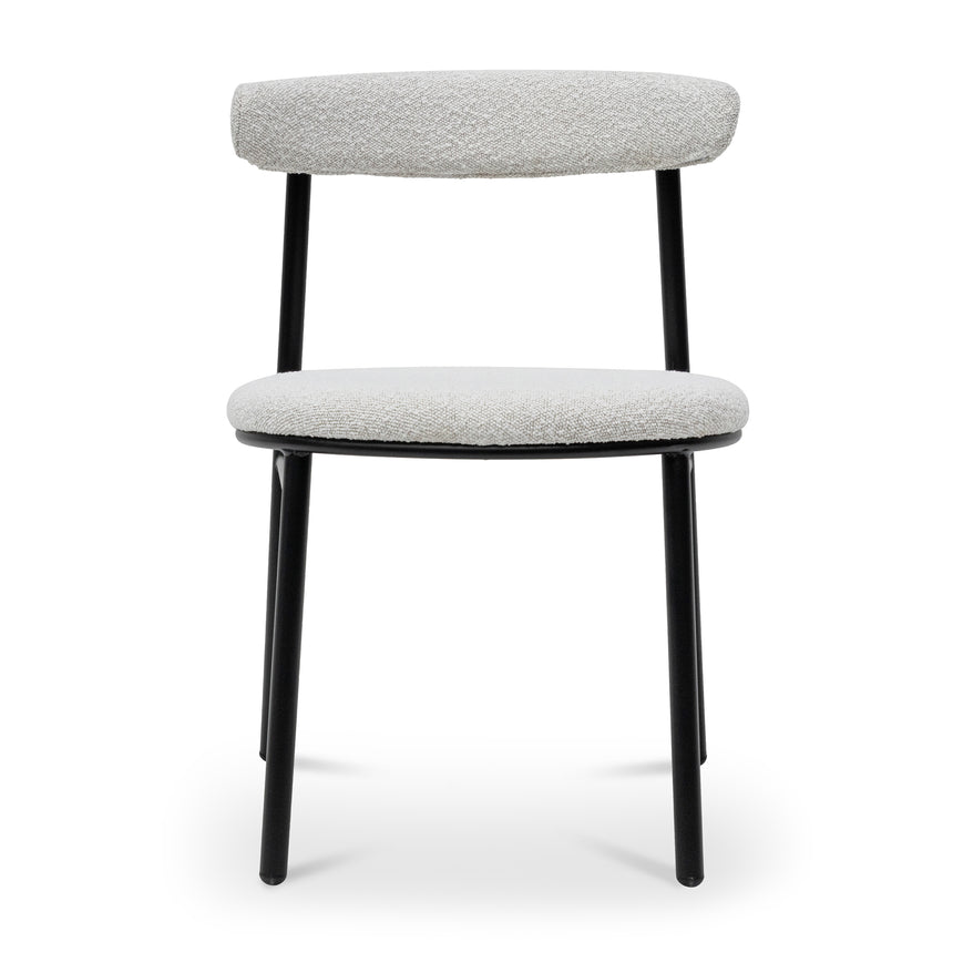 Fabric Dining Chair - Moon White Boucle and Black Legs(Set of 2)