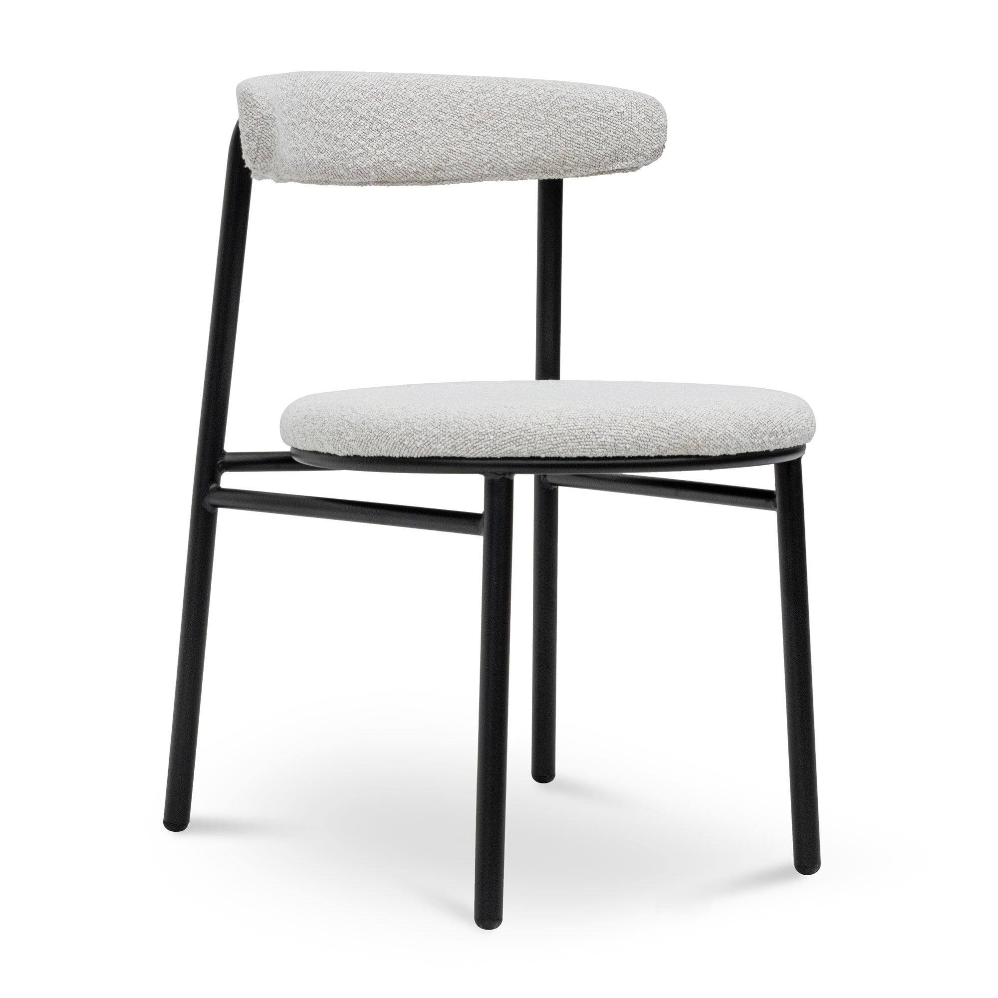 Fabric Dining Chair - Moon White Boucle and Black Legs (Set of 2) - image 3