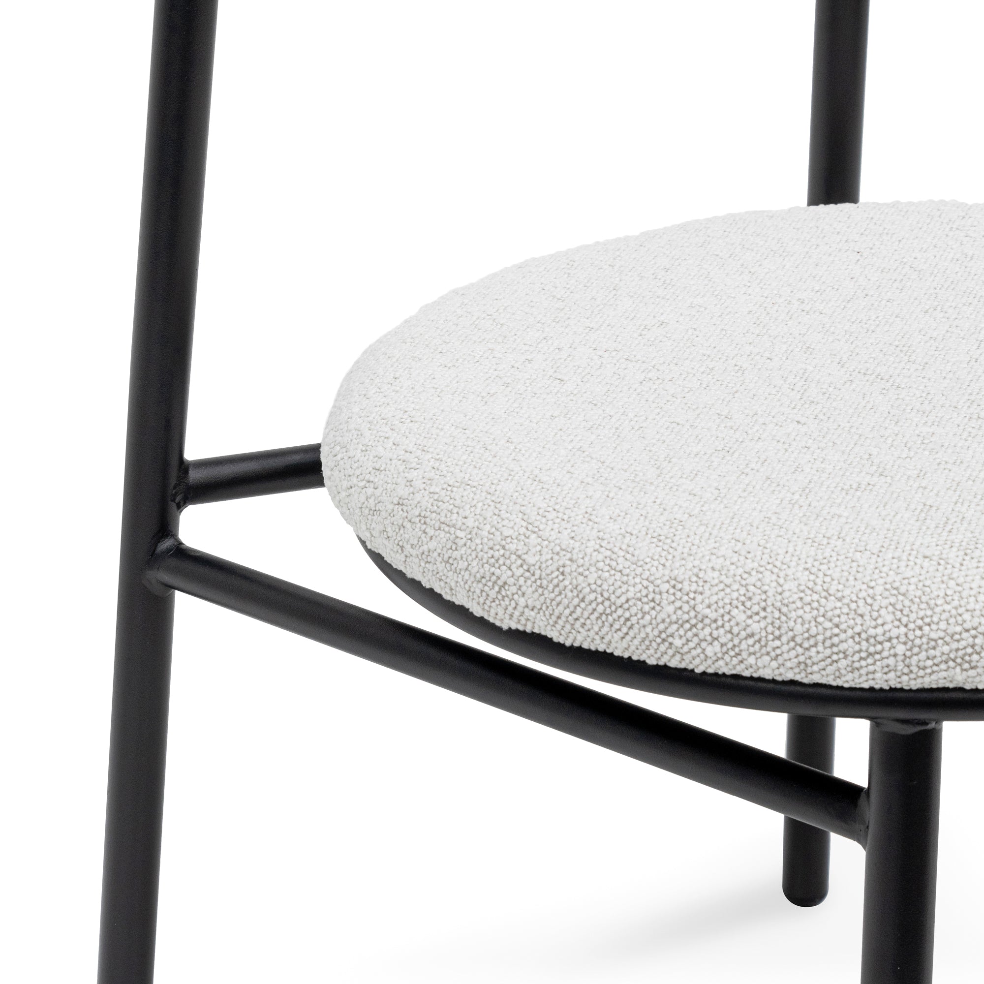 Fabric Dining Chair - Moon White Boucle and Black Legs (Set of 2) - image 7