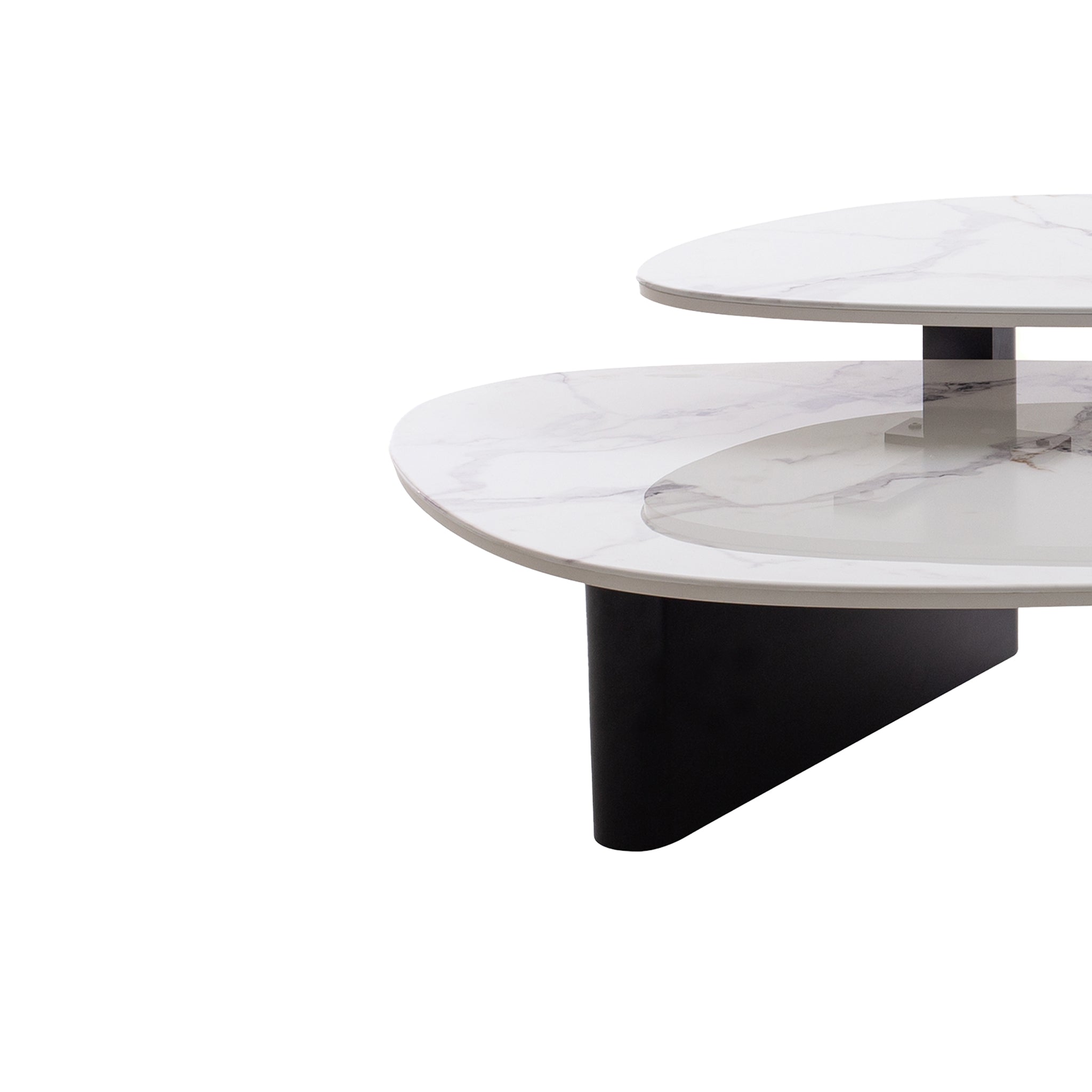 CCF10030-IG 120cm Marble Textured Glass Coffee Table - Black
