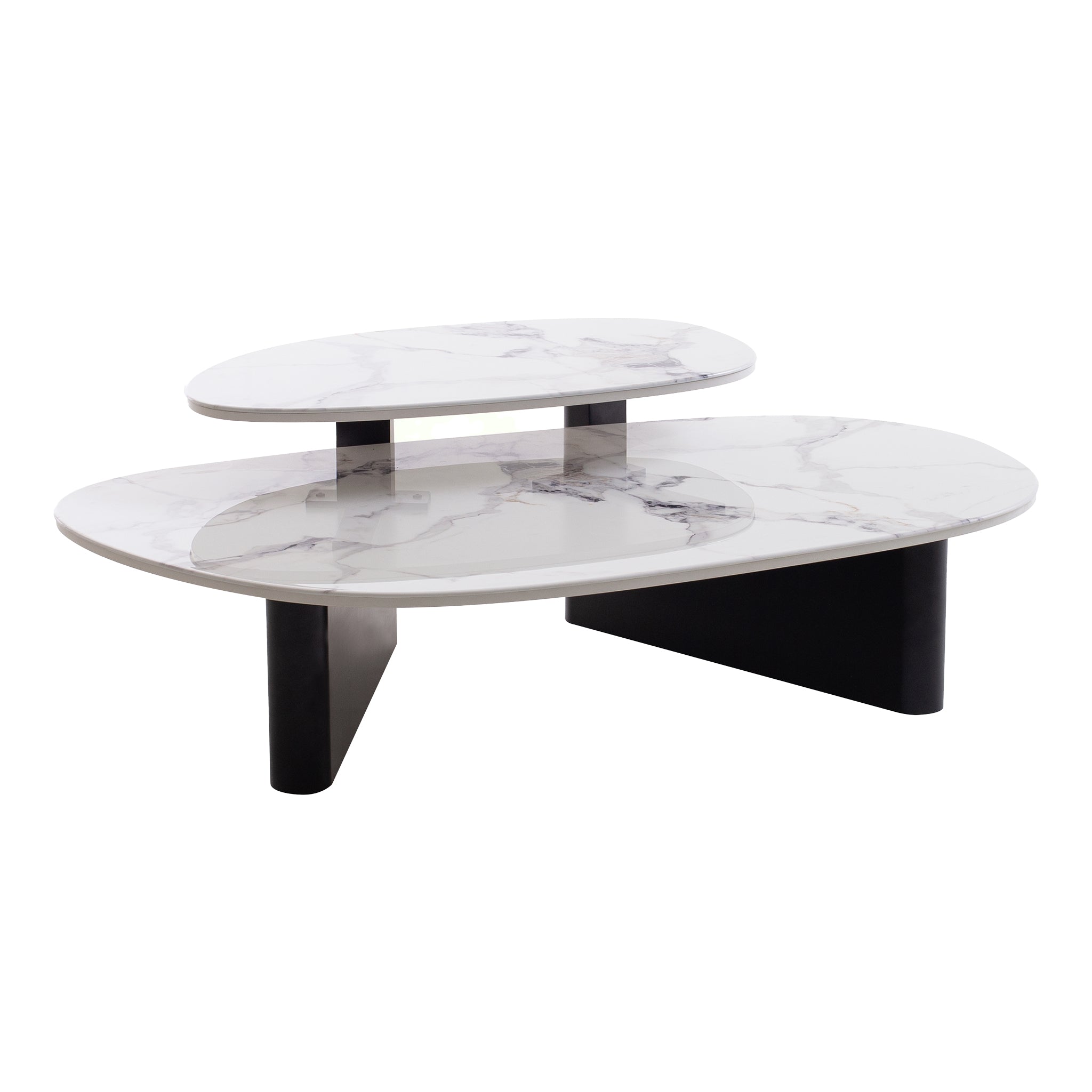 CCF10030-IG 120cm Marble Textured Glass Coffee Table - Black