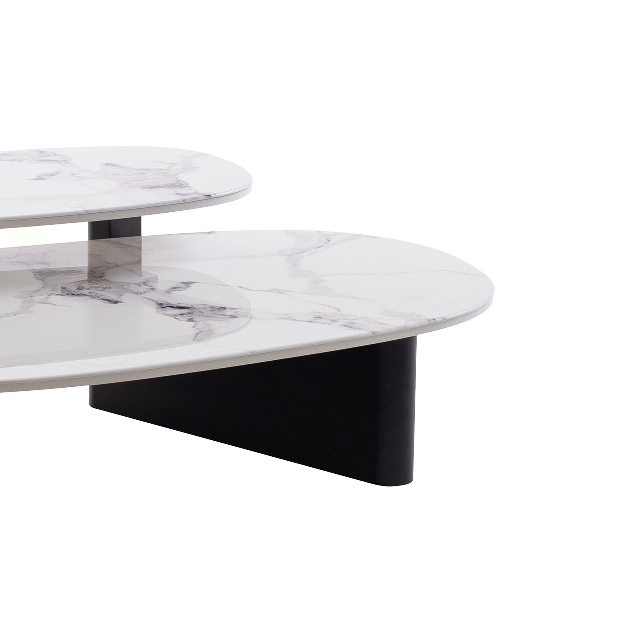 CCF10030-IG 120cm Marble Textured Glass Coffee Table - Black
