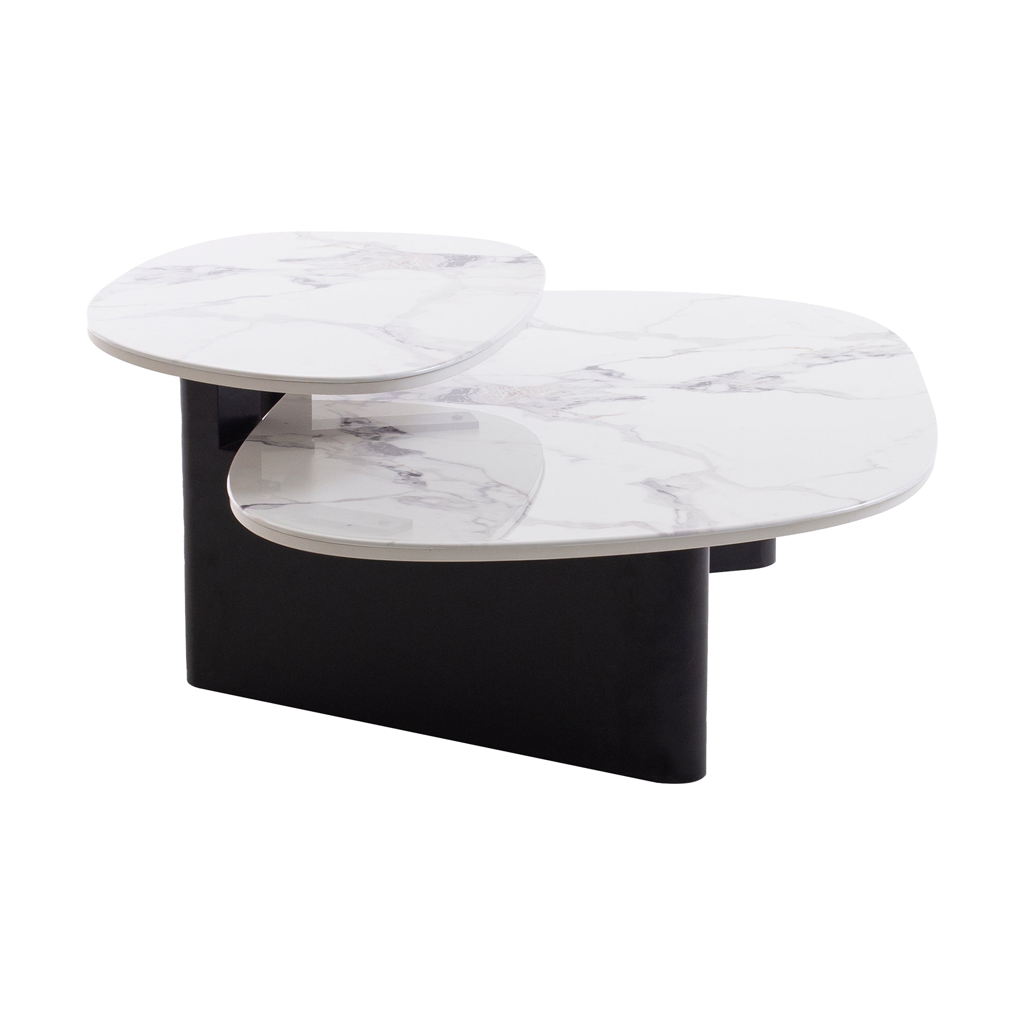CCF10030-IG 120cm Marble Textured Glass Coffee Table - Black