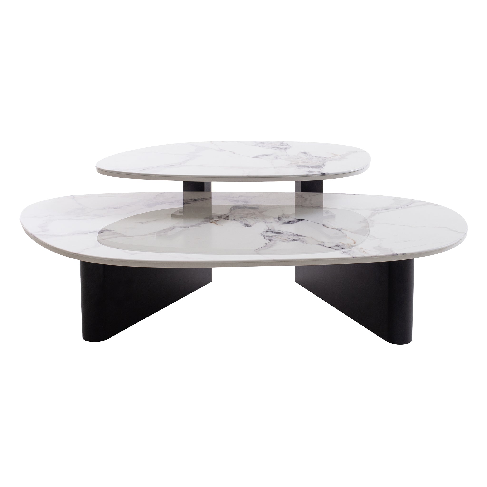 CCF10030-IG 120cm Marble Textured Glass Coffee Table - Black