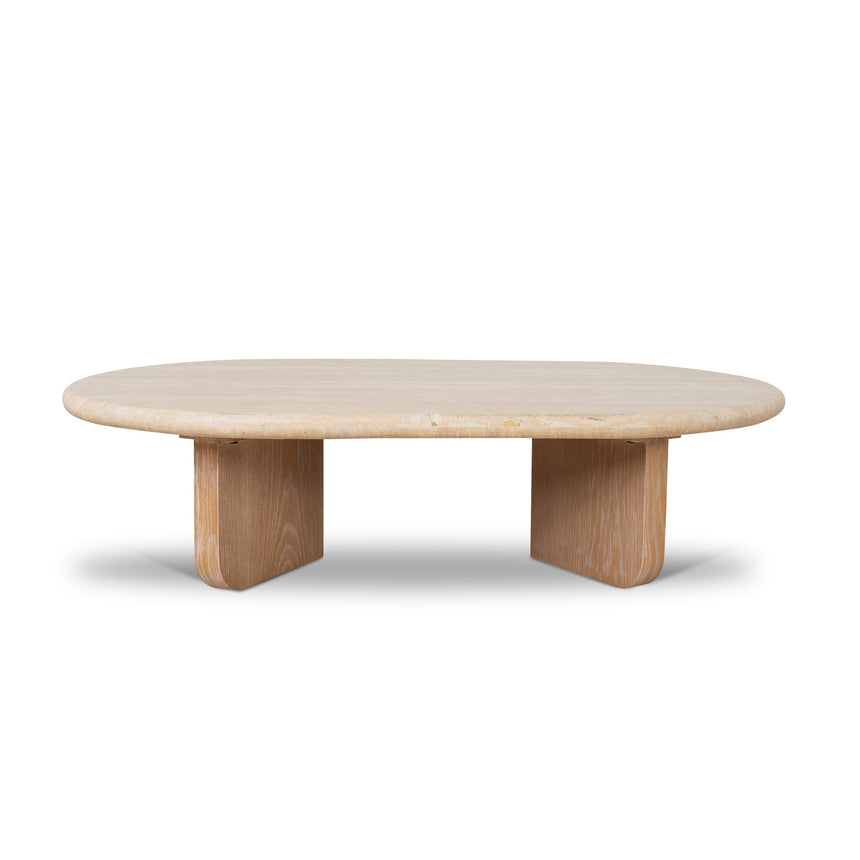 Kora 1.2m Oval Travertine Coffee Table - Natural