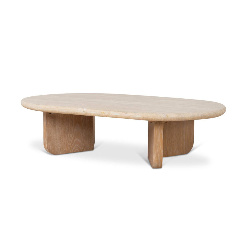 Kora 1.2m Oval Travertine Coffee Table - Natural