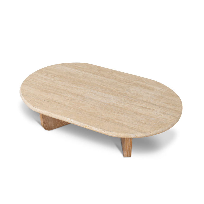 Kora 1.2m Oval Travertine Coffee Table - Natural