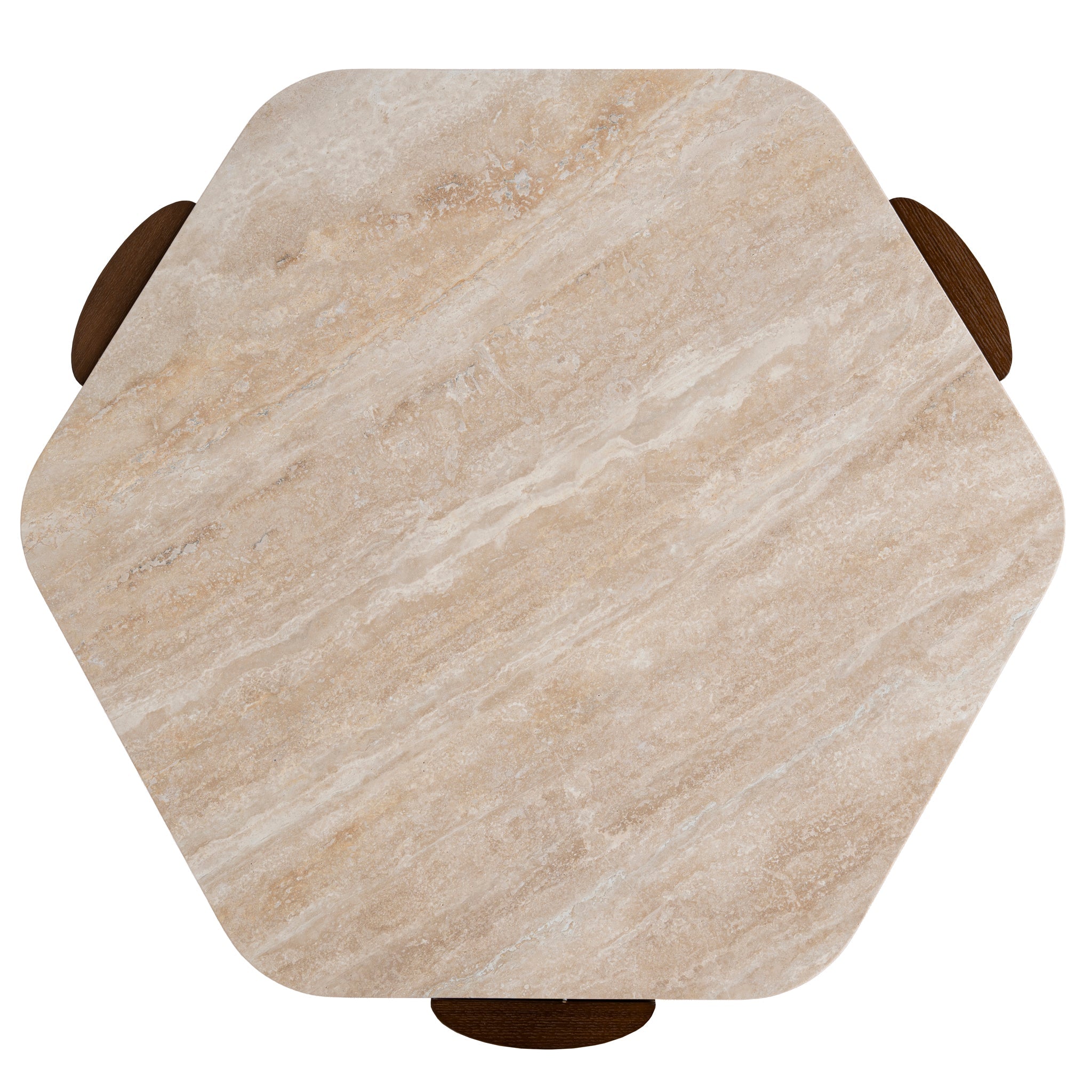 100cm Travertine Coffee Table - Walnut