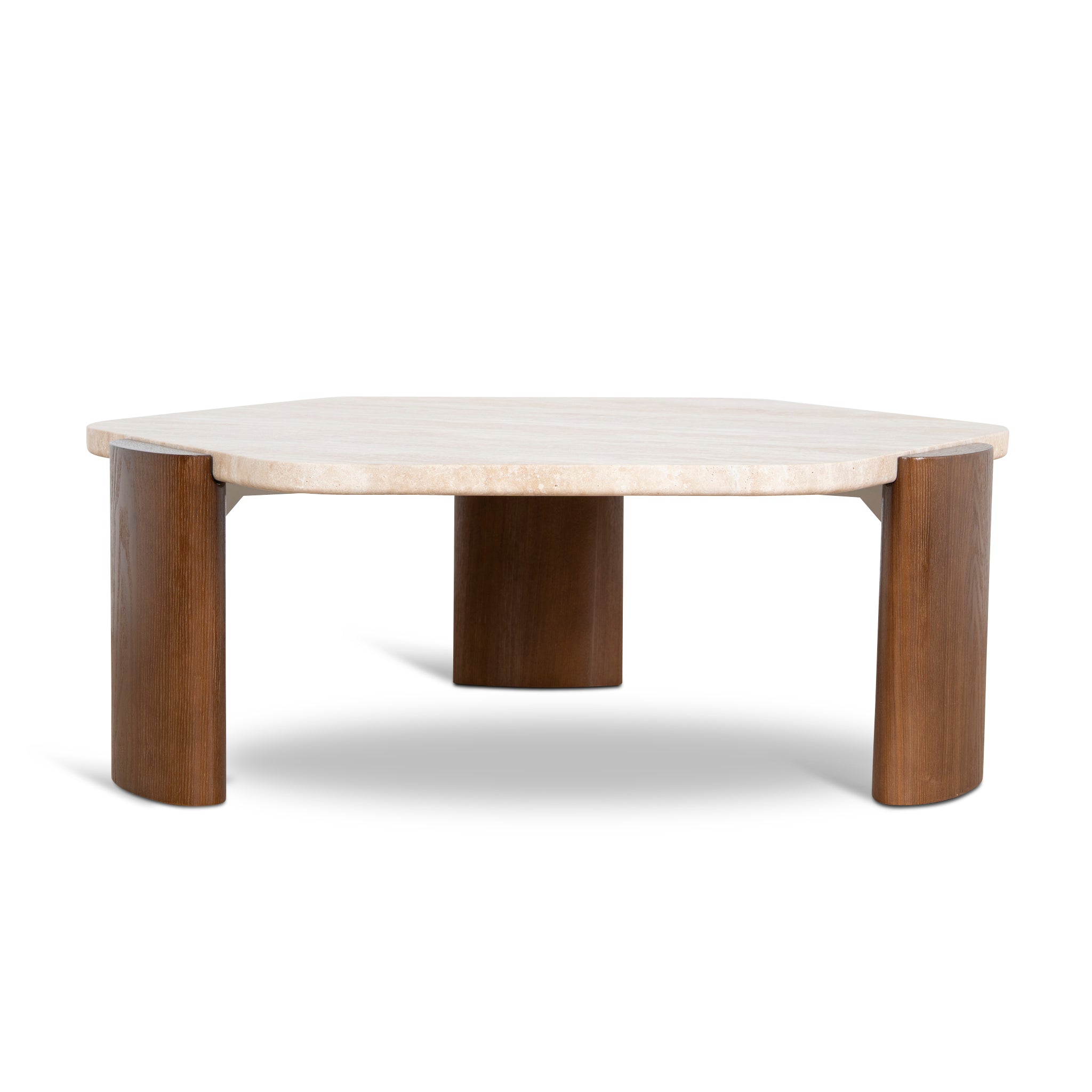 100cm Travertine Coffee Table - Walnut