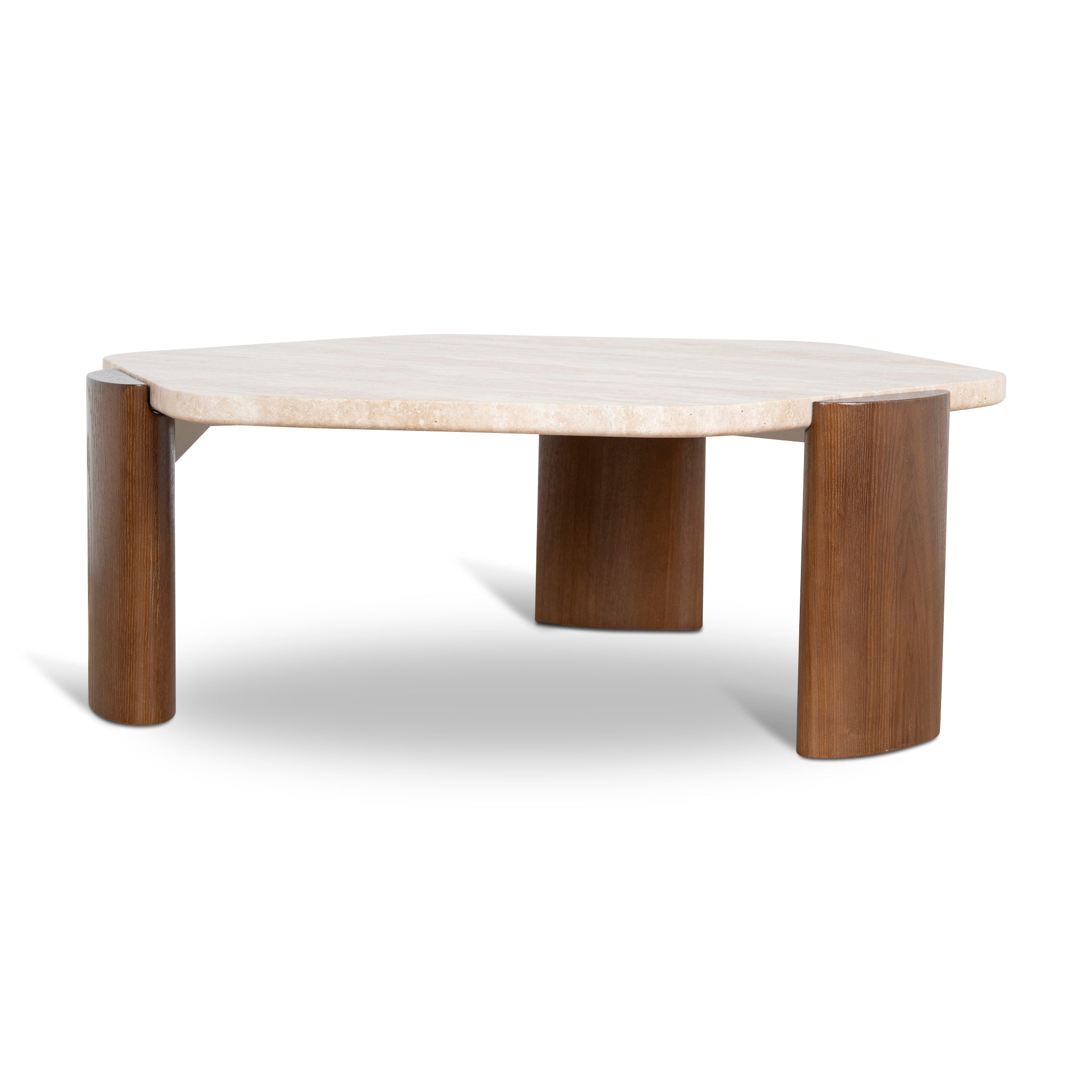 100cm Travertine Coffee Table - Walnut
