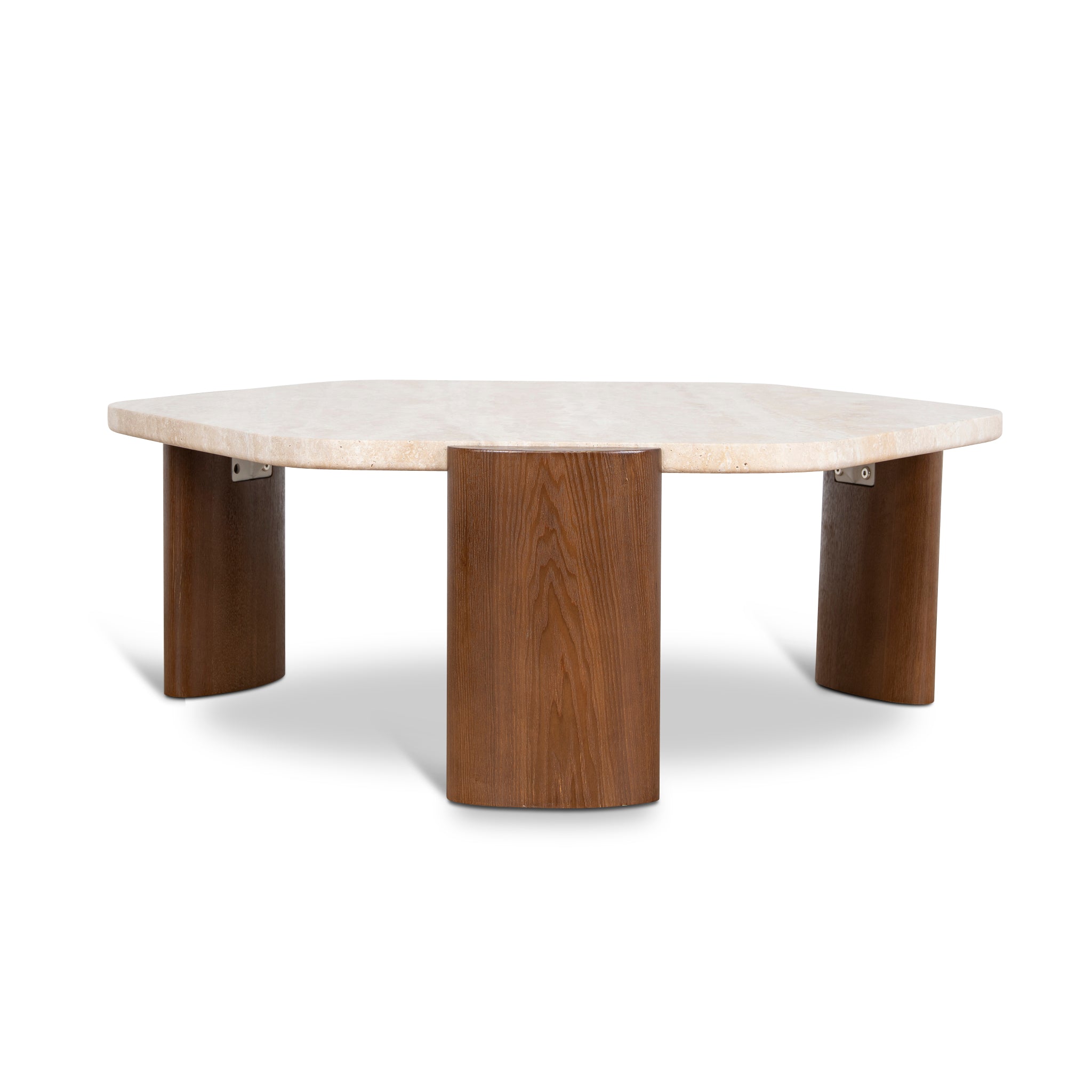 100cm Travertine Coffee Table - Walnut