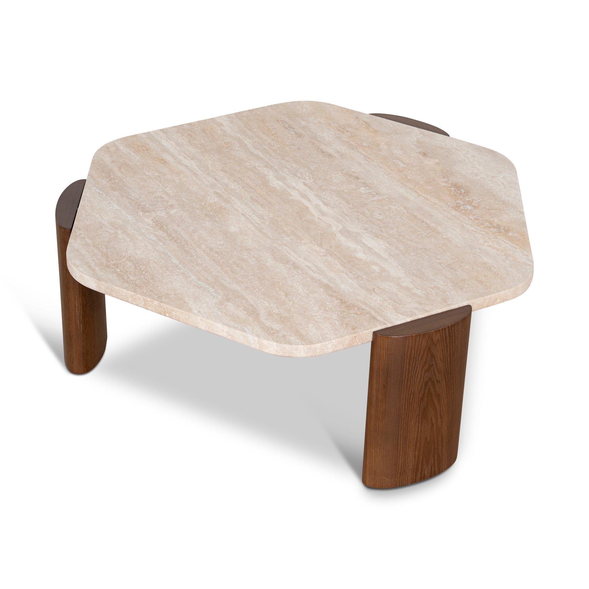 100cm Travertine Coffee Table - Walnut