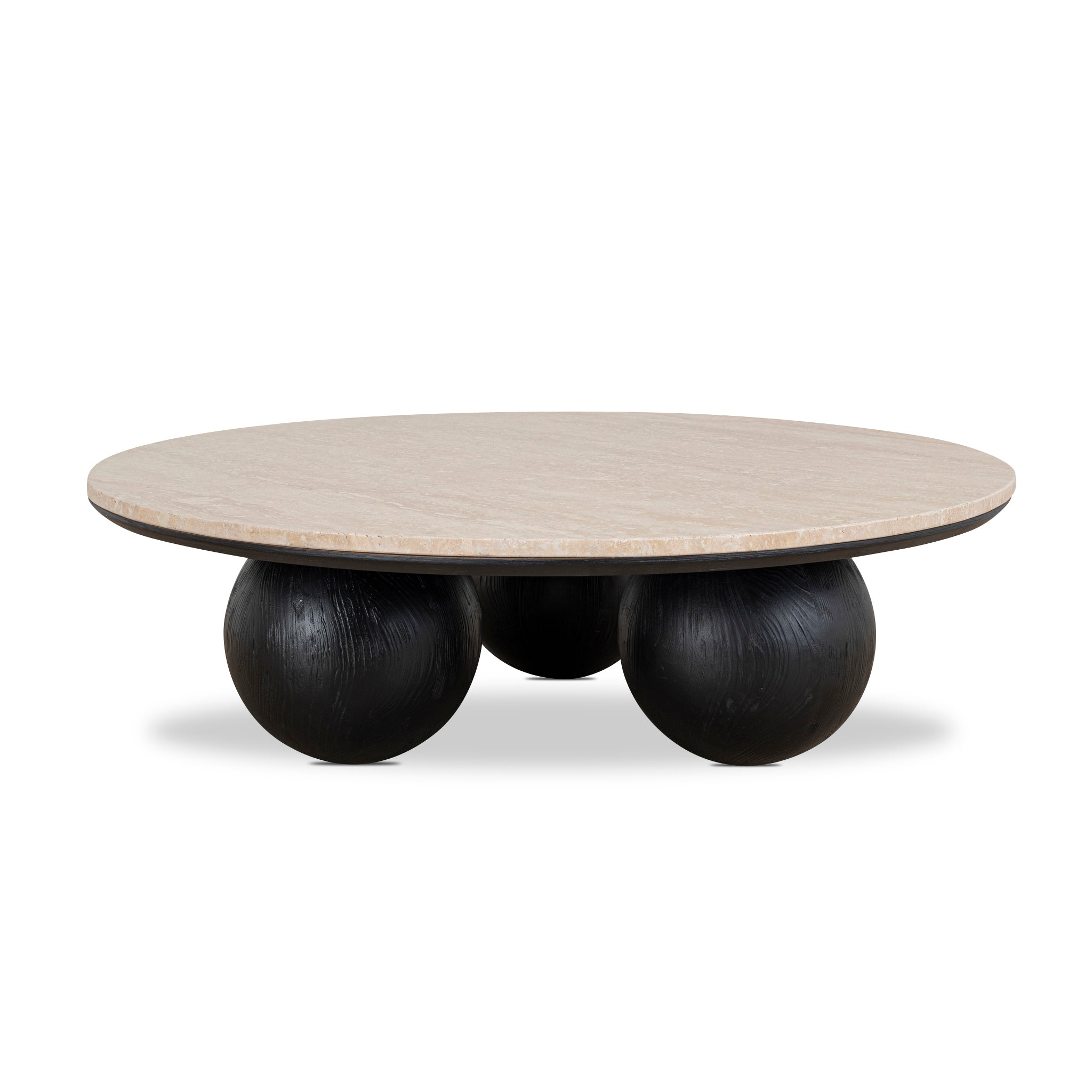 100cm Round Travertine Coffee Table - Black