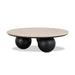 100cm Round Travertine Coffee Table - Black - image 2
