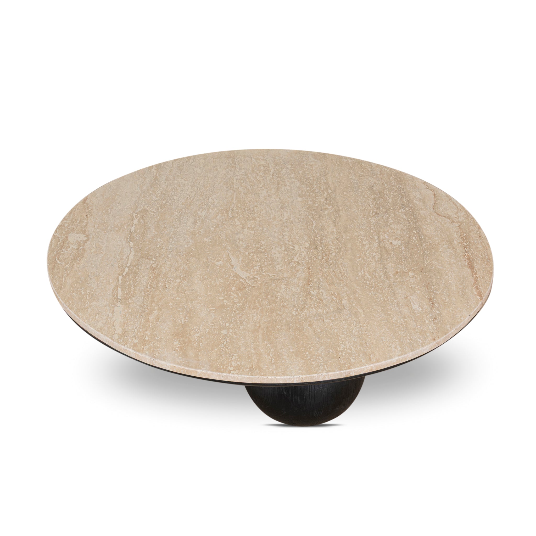 100cm Round Travertine Coffee Table - Black