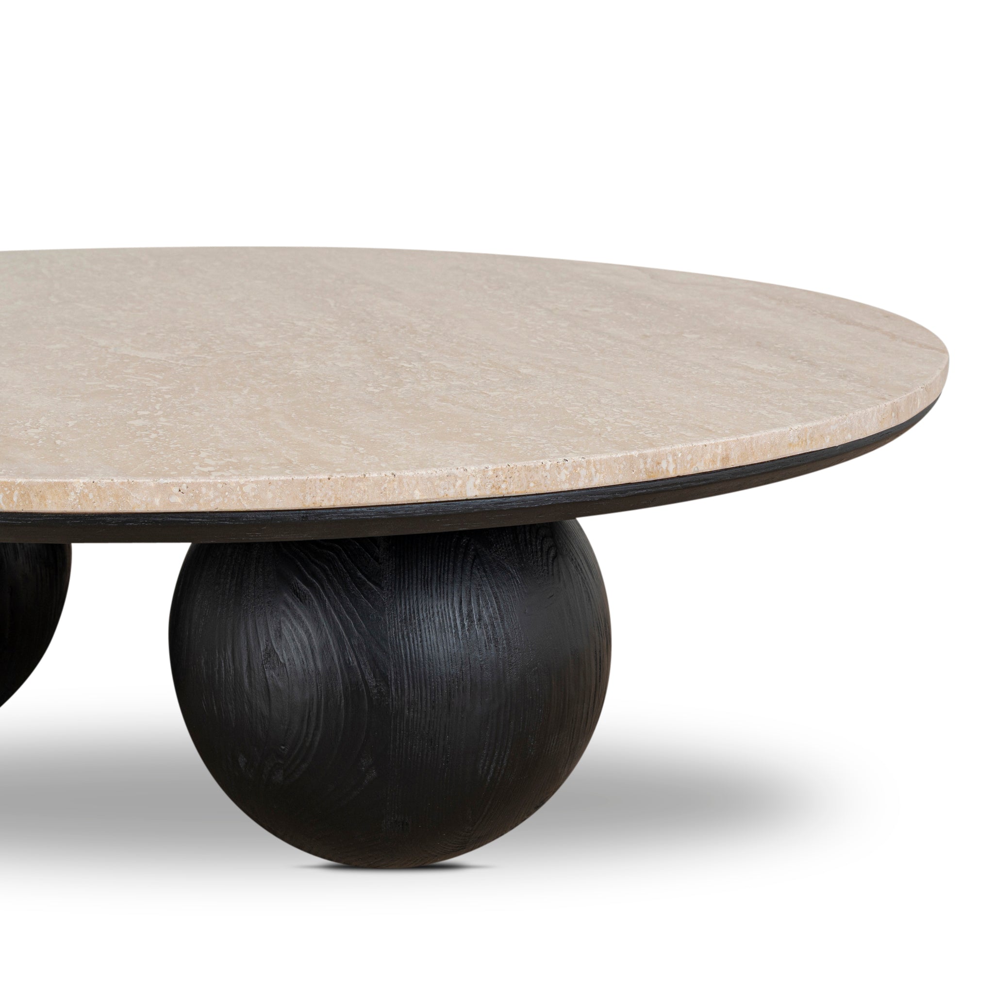 100cm Round Travertine Coffee Table - Black