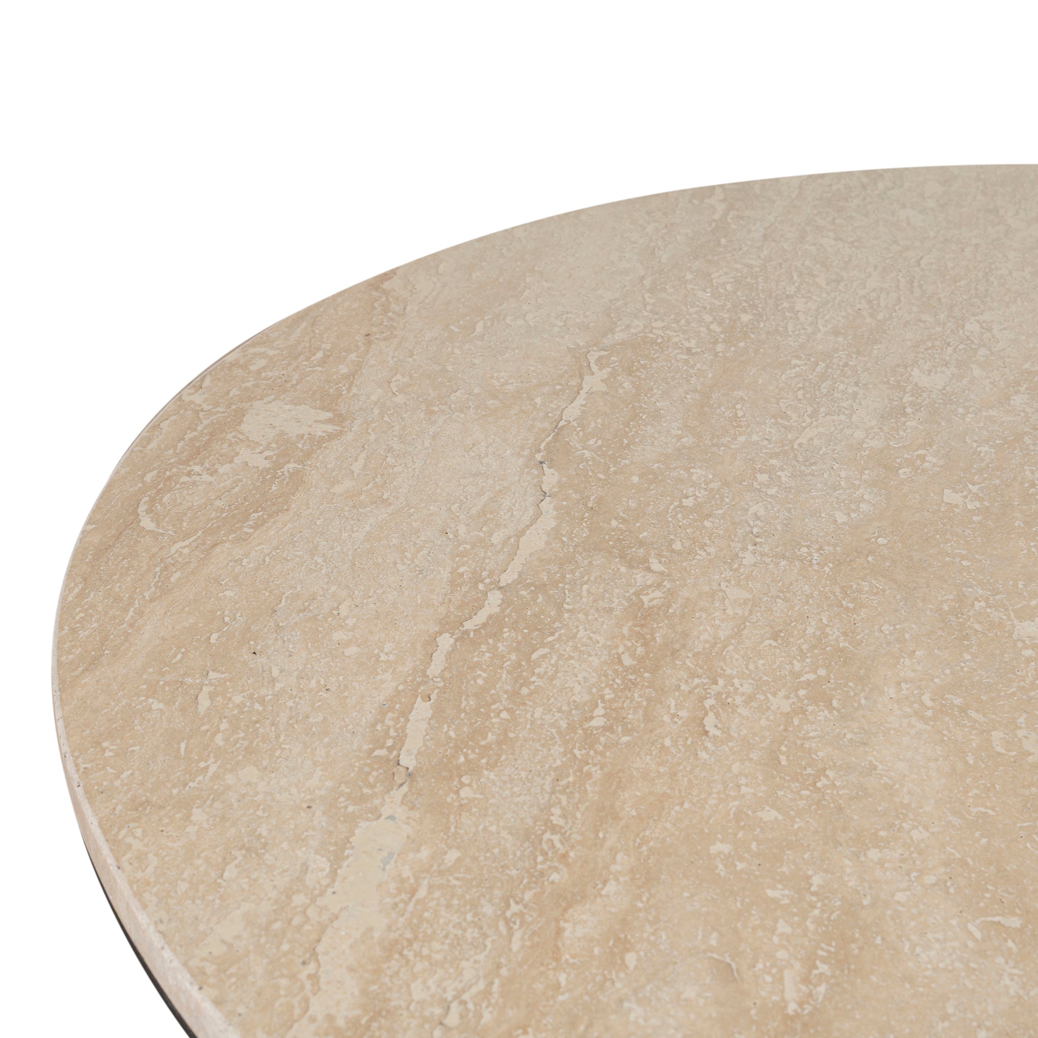 100cm Round Travertine Coffee Table - Black